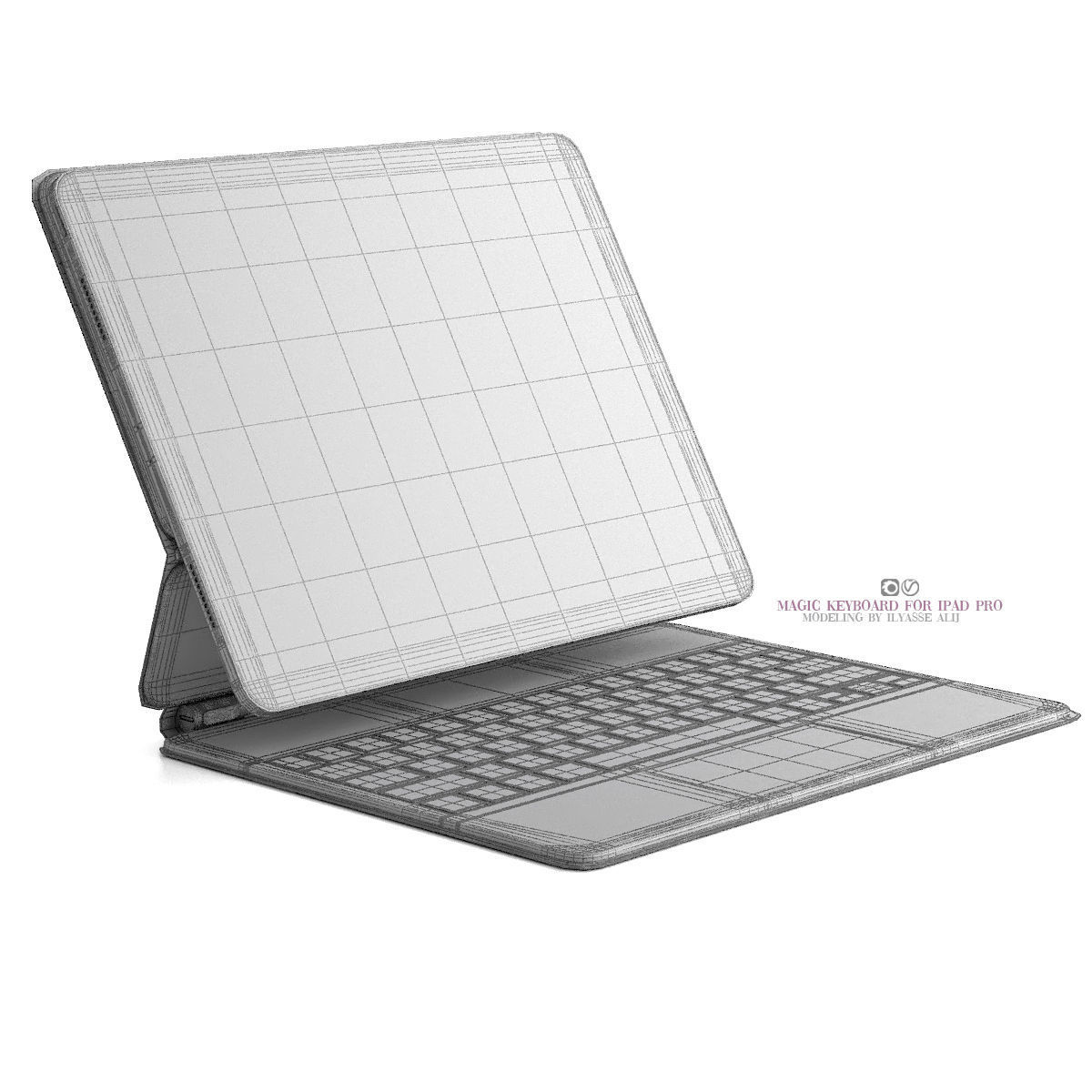white magic keyboard ipad pro 3D model_6