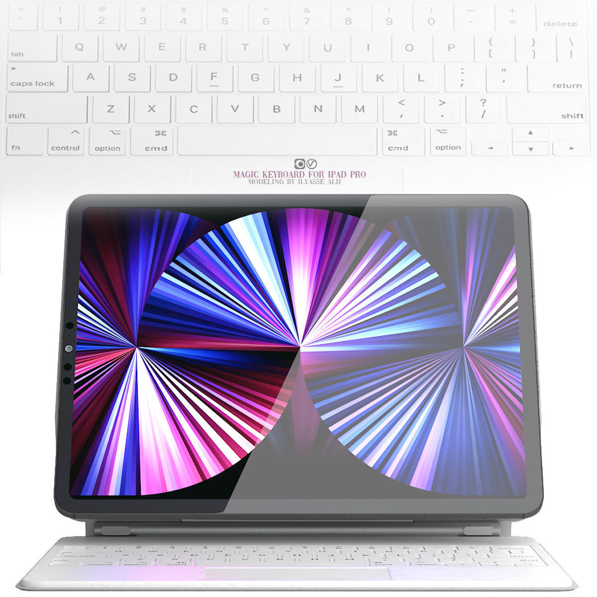 white magic keyboard ipad pro 3D model_5