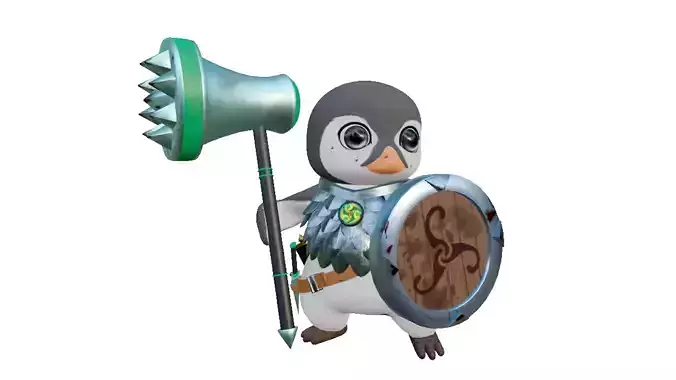 Powi penguin warrior Low-poly 3D model