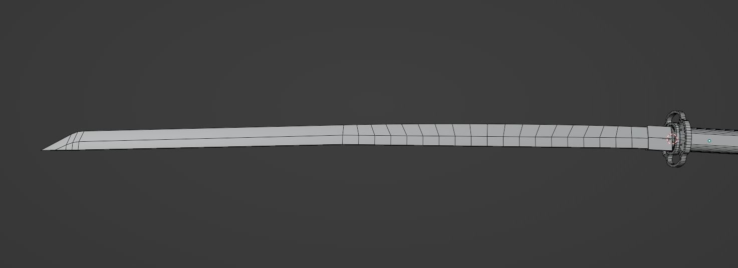 katana samurai sword Low-poly 3D model_8
