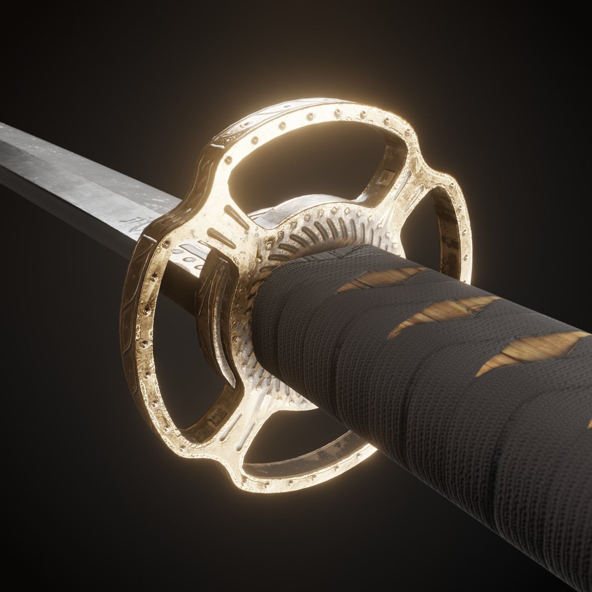 katana samurai sword Low-poly 3D model_4