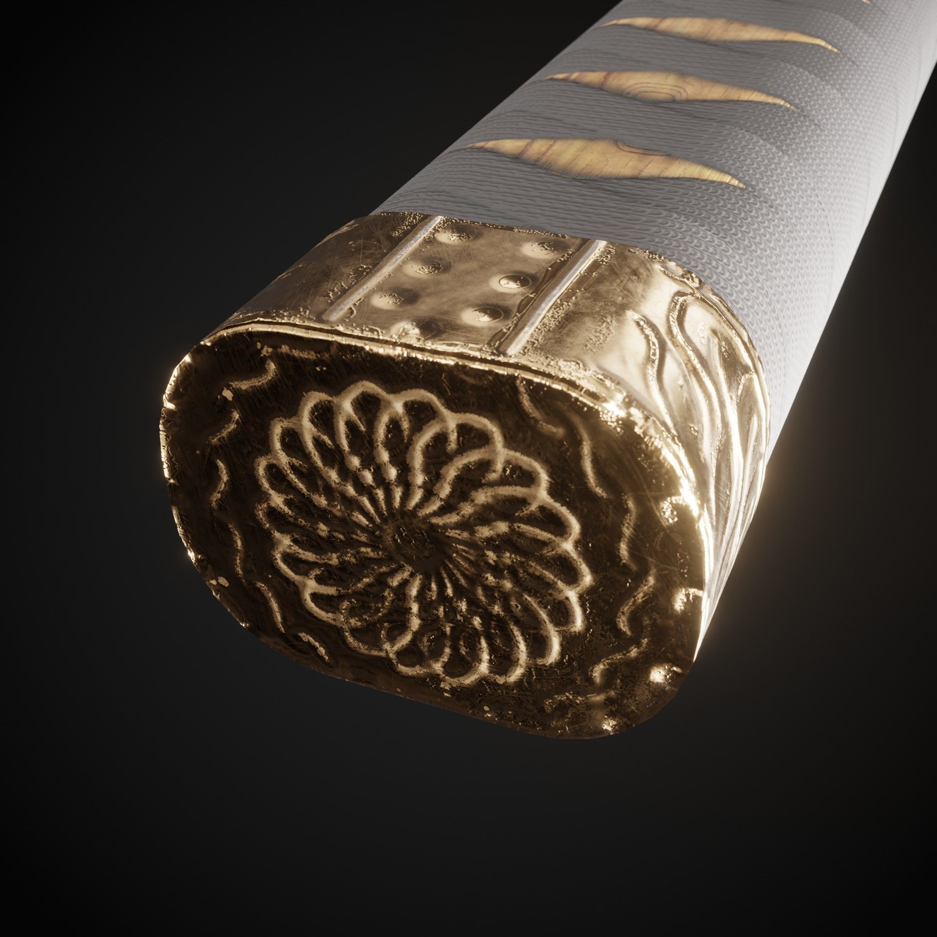 katana samurai sword Low-poly 3D model_5