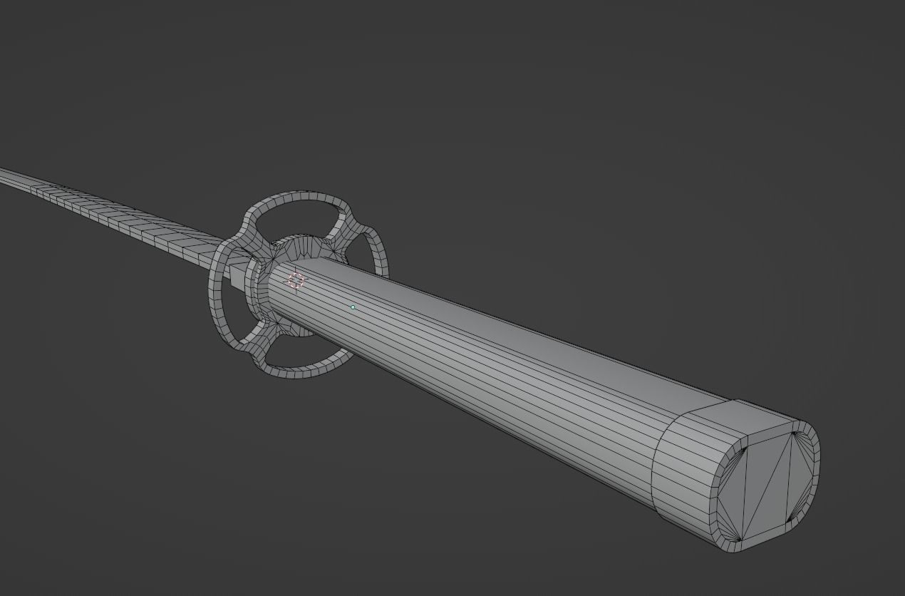 katana samurai sword Low-poly 3D model_10