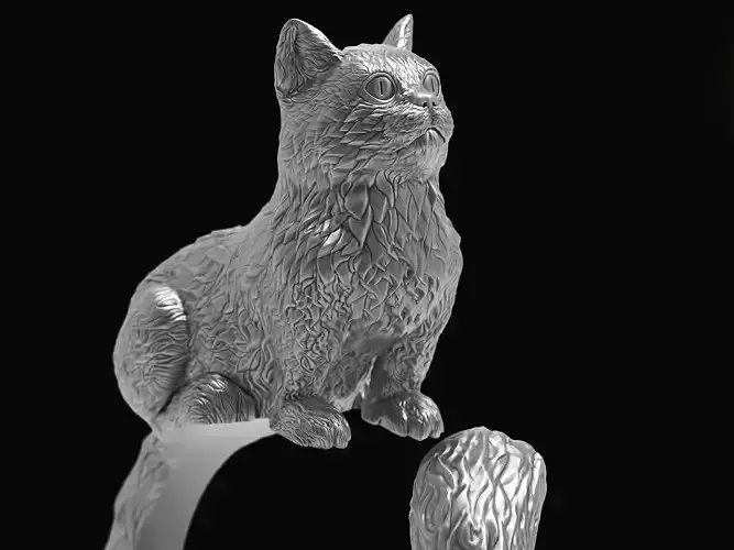 Cat ring silver gold printable jewelry 3D model