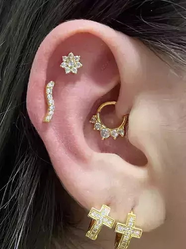 Set Ear Piercing three sizes ARP-06 Helix daith Septum nose hook