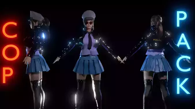 The Lady Cop Pack - Low Poly I Game Ready  Low-poly 3D model