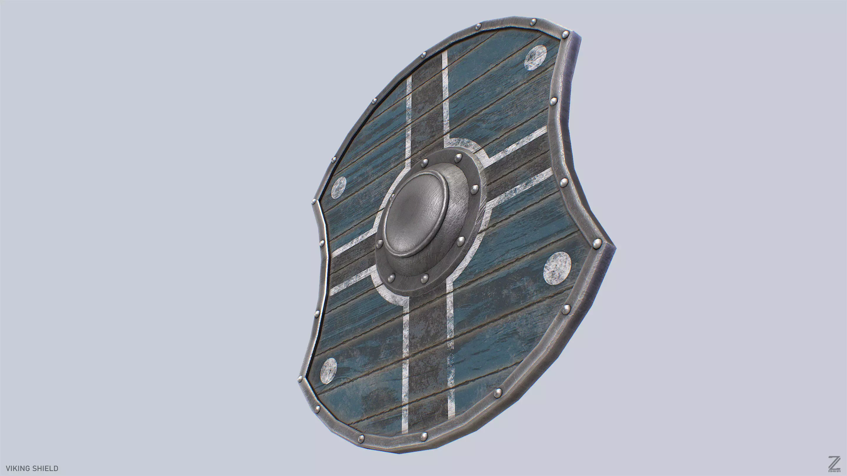 Viking shield Low-poly 3D model_8