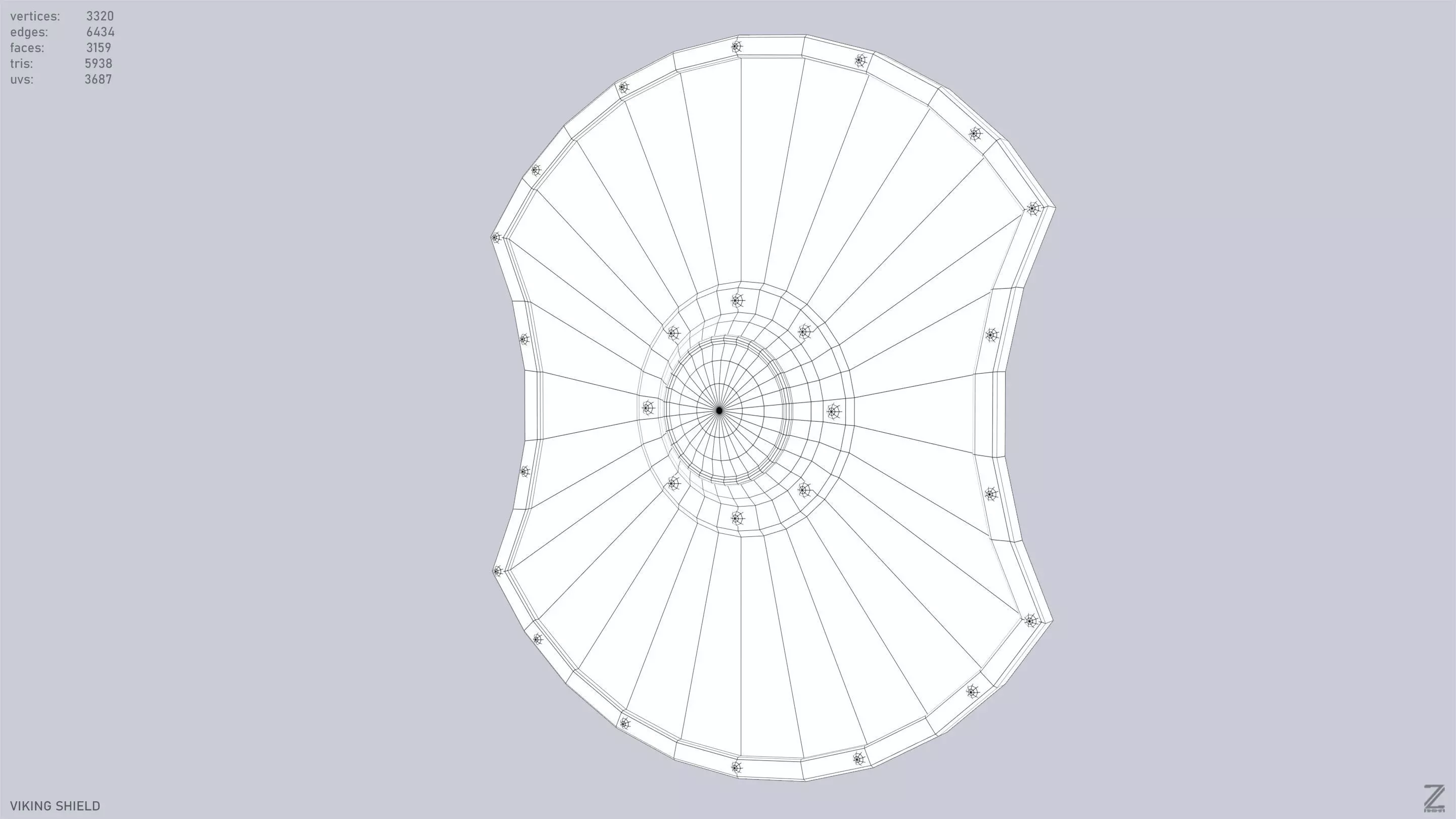 Viking shield Low-poly 3D model_10