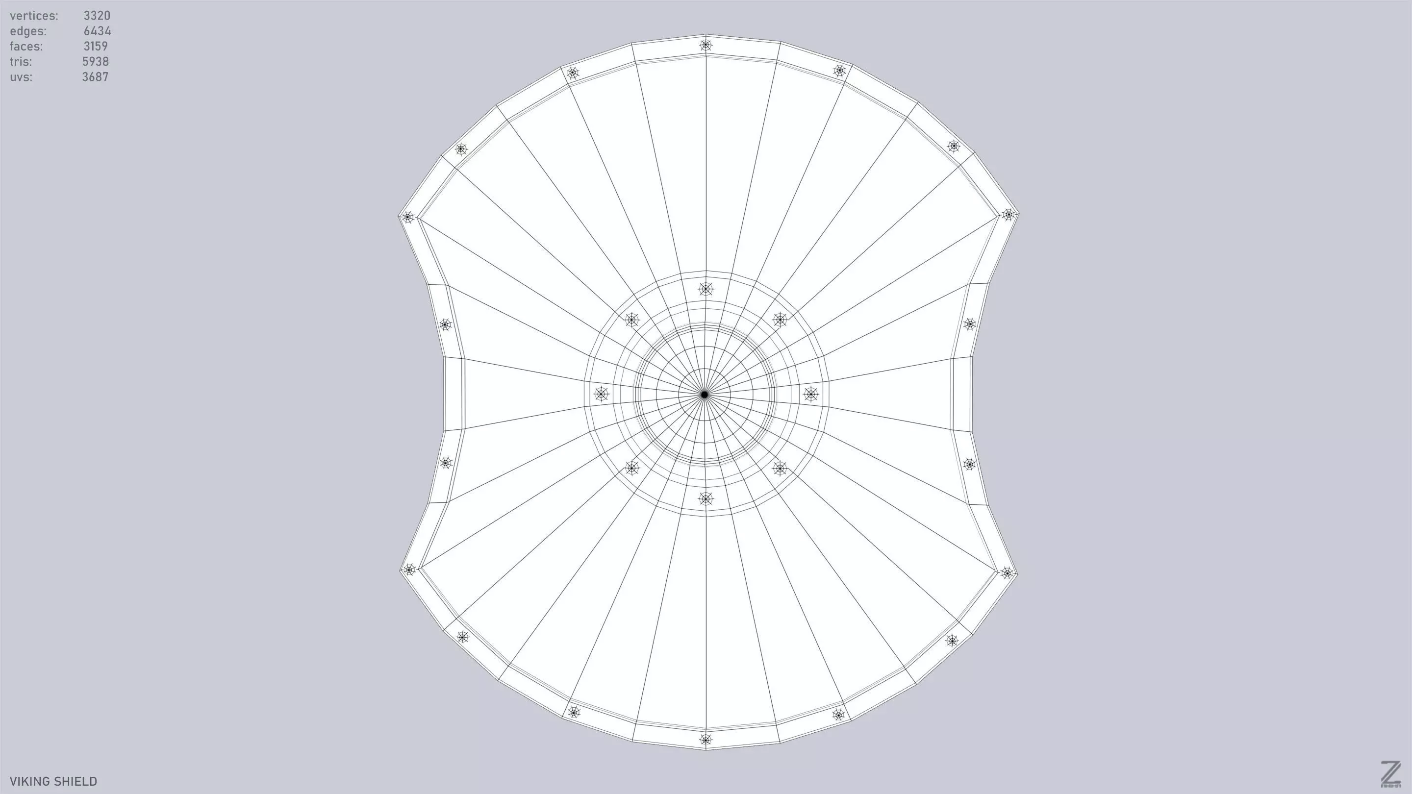 Viking shield Low-poly 3D model_9