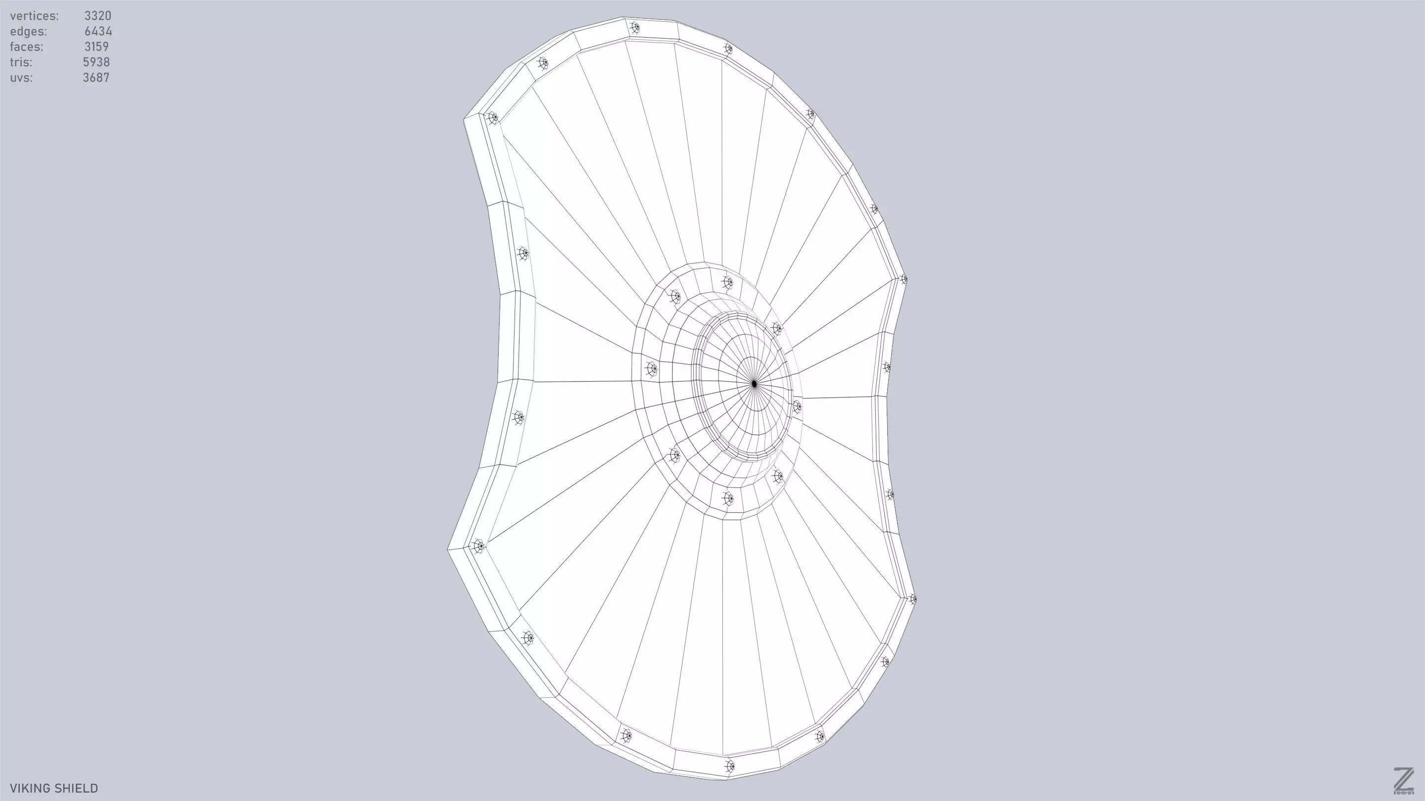 Viking shield Low-poly 3D model_15