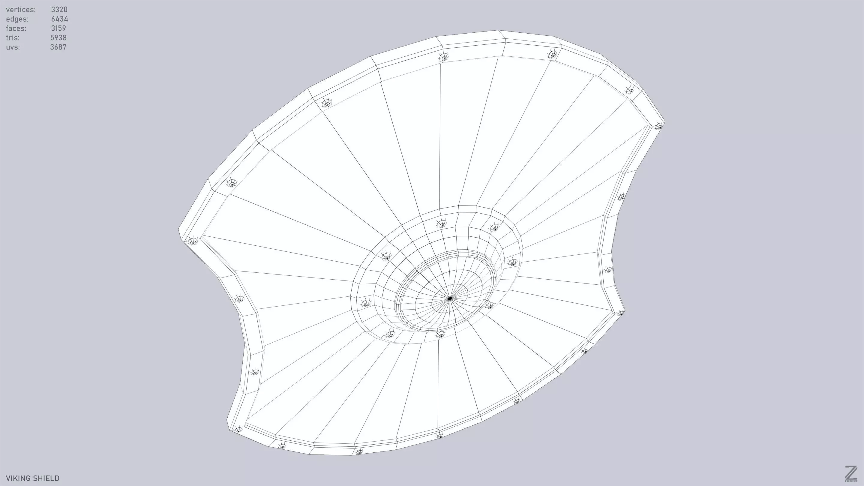 Viking shield Low-poly 3D model_14
