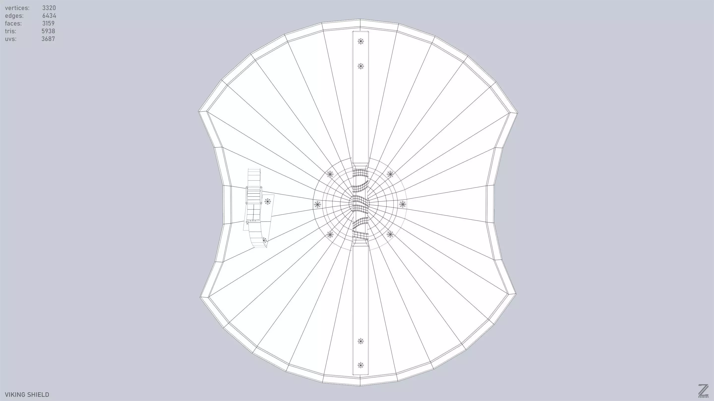 Viking shield Low-poly 3D model_13