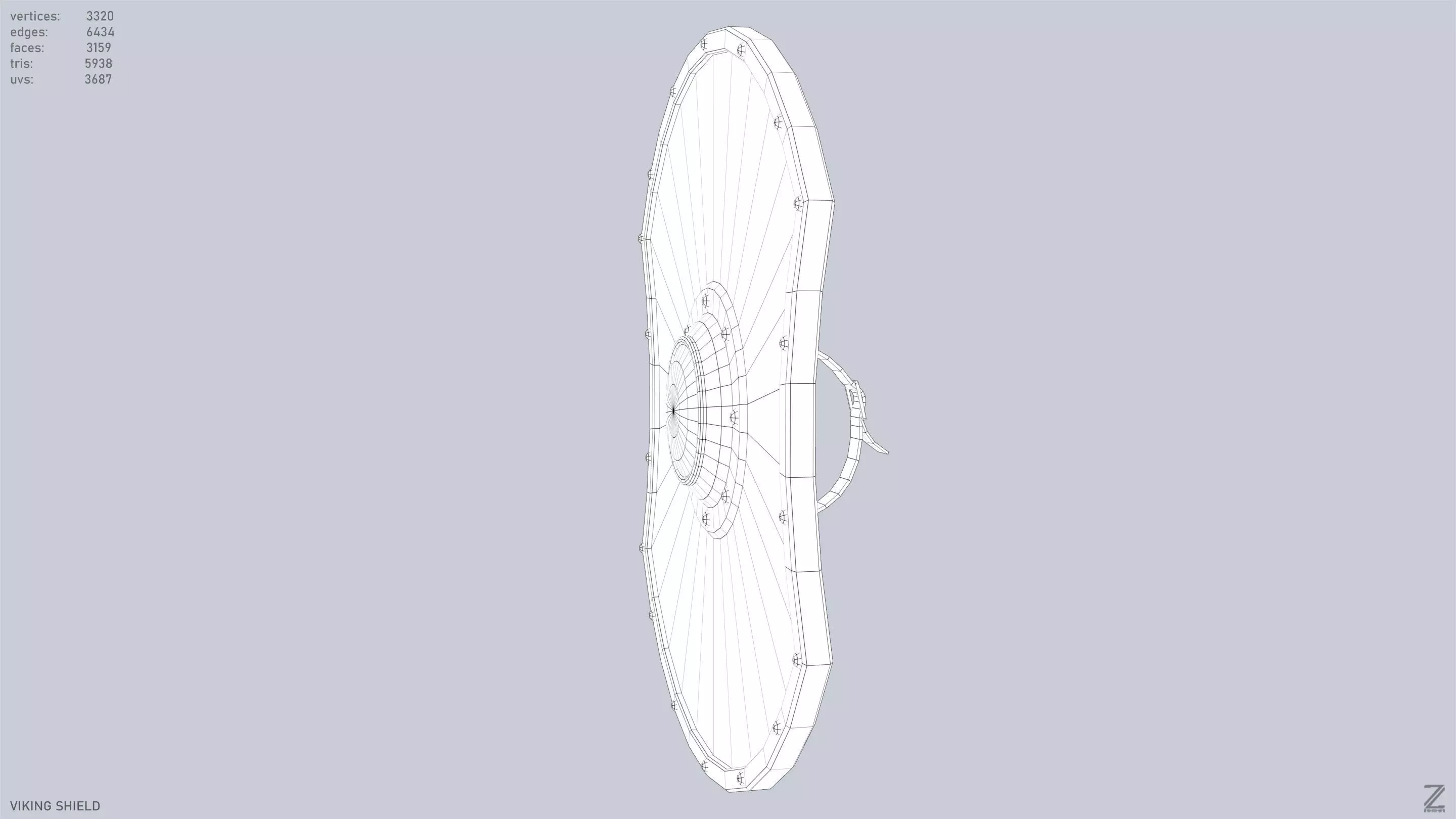 Viking shield Low-poly 3D model_11