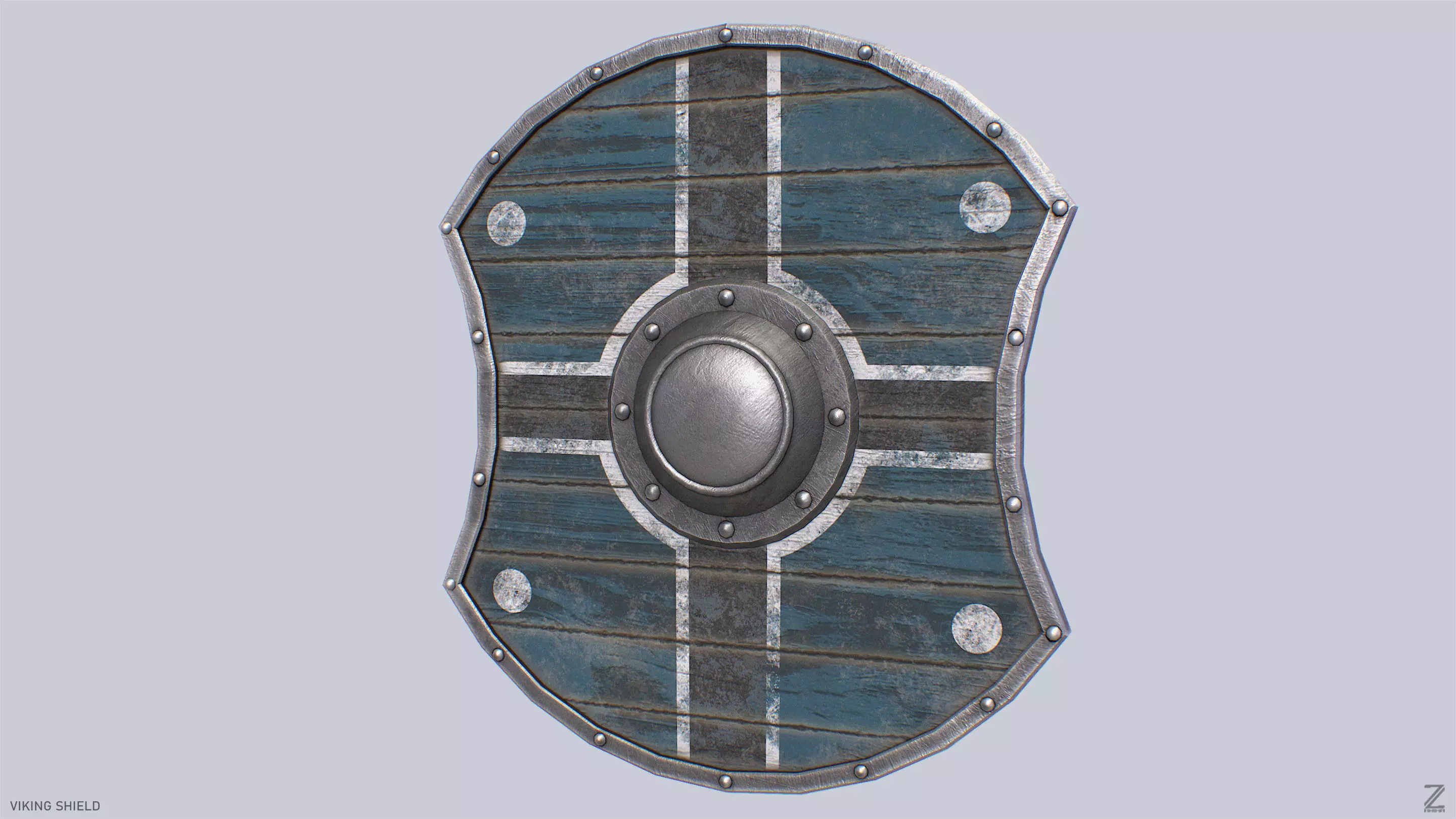 Viking shield Low-poly 3D model_5
