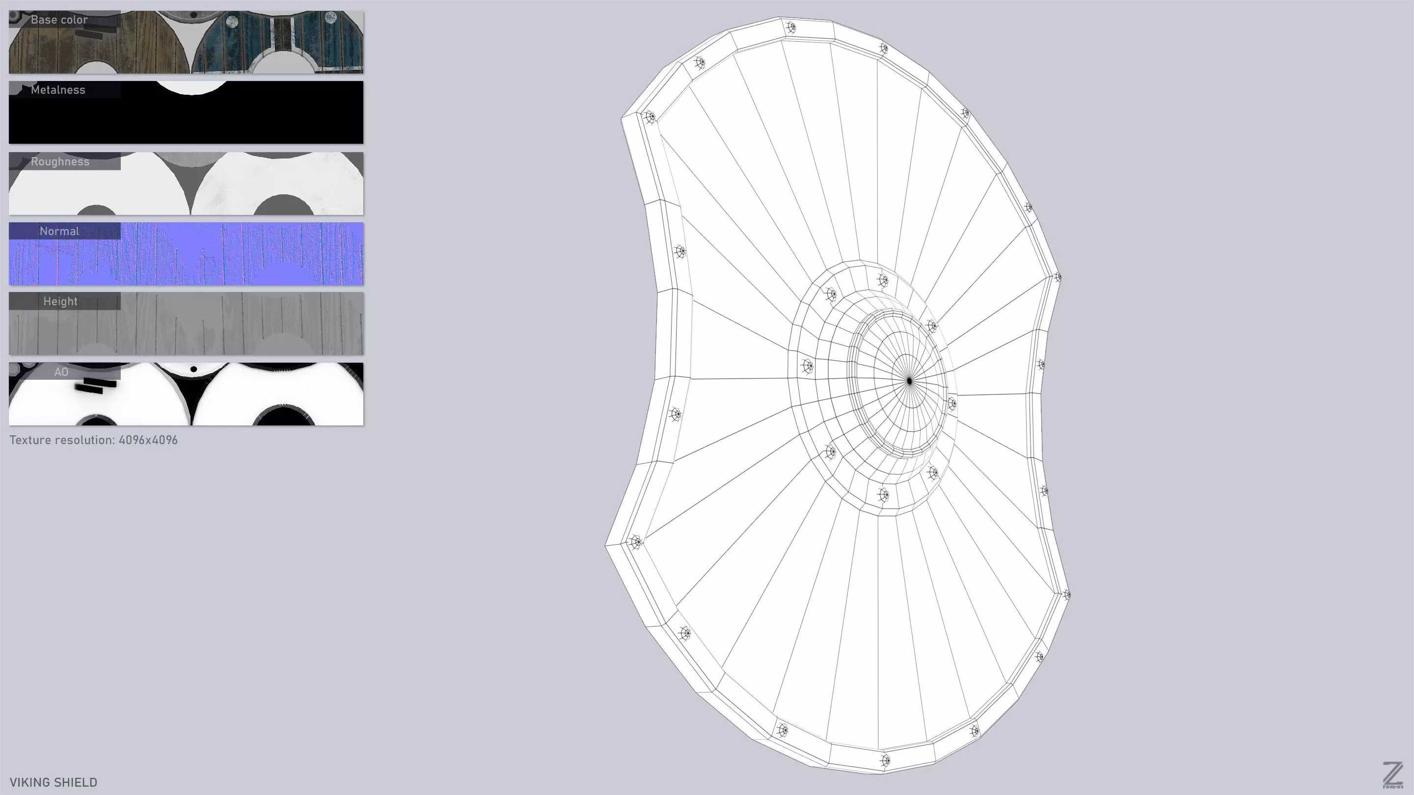 Viking shield Low-poly 3D model_4