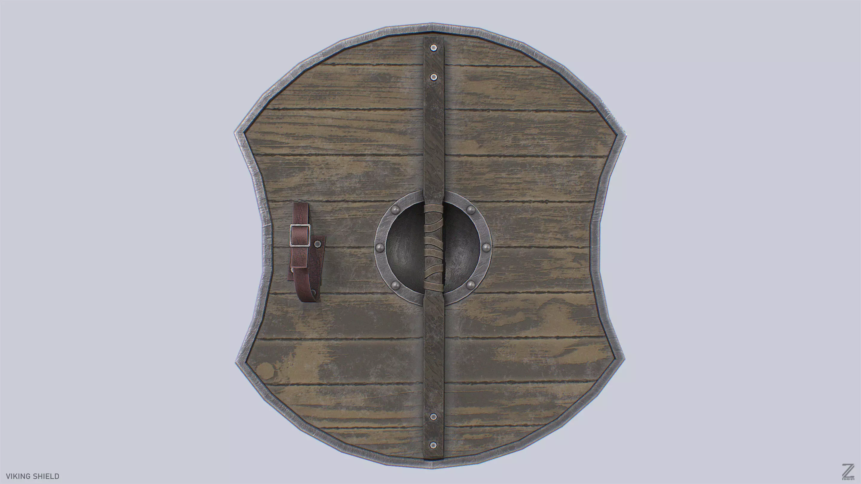 Viking shield Low-poly 3D model_3