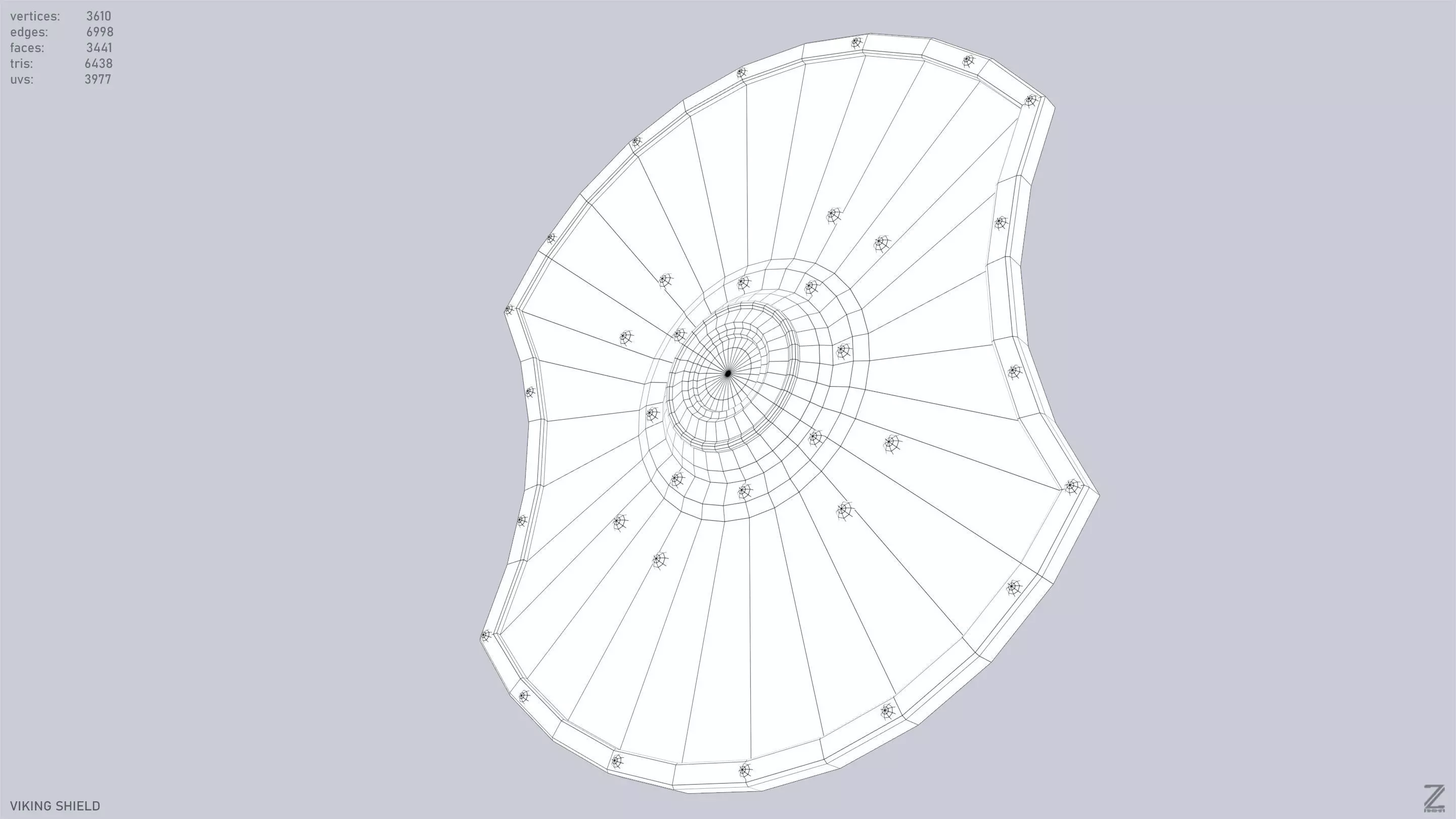 Viking shield Low-poly 3D model_15