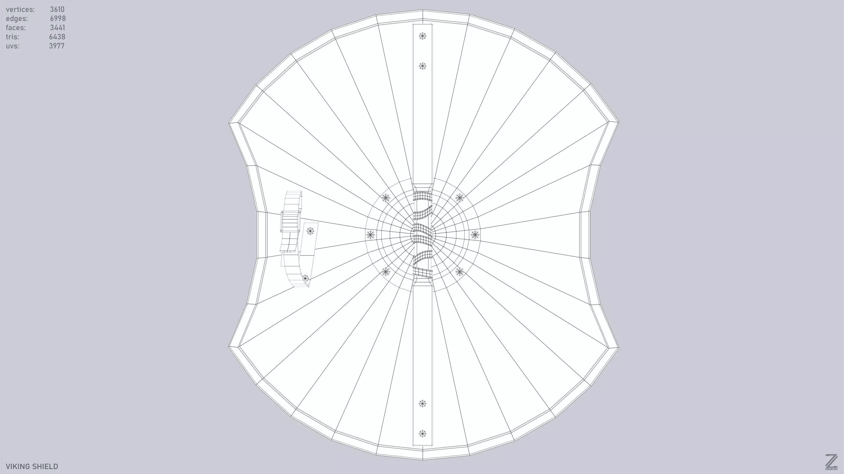 Viking shield Low-poly 3D model_13