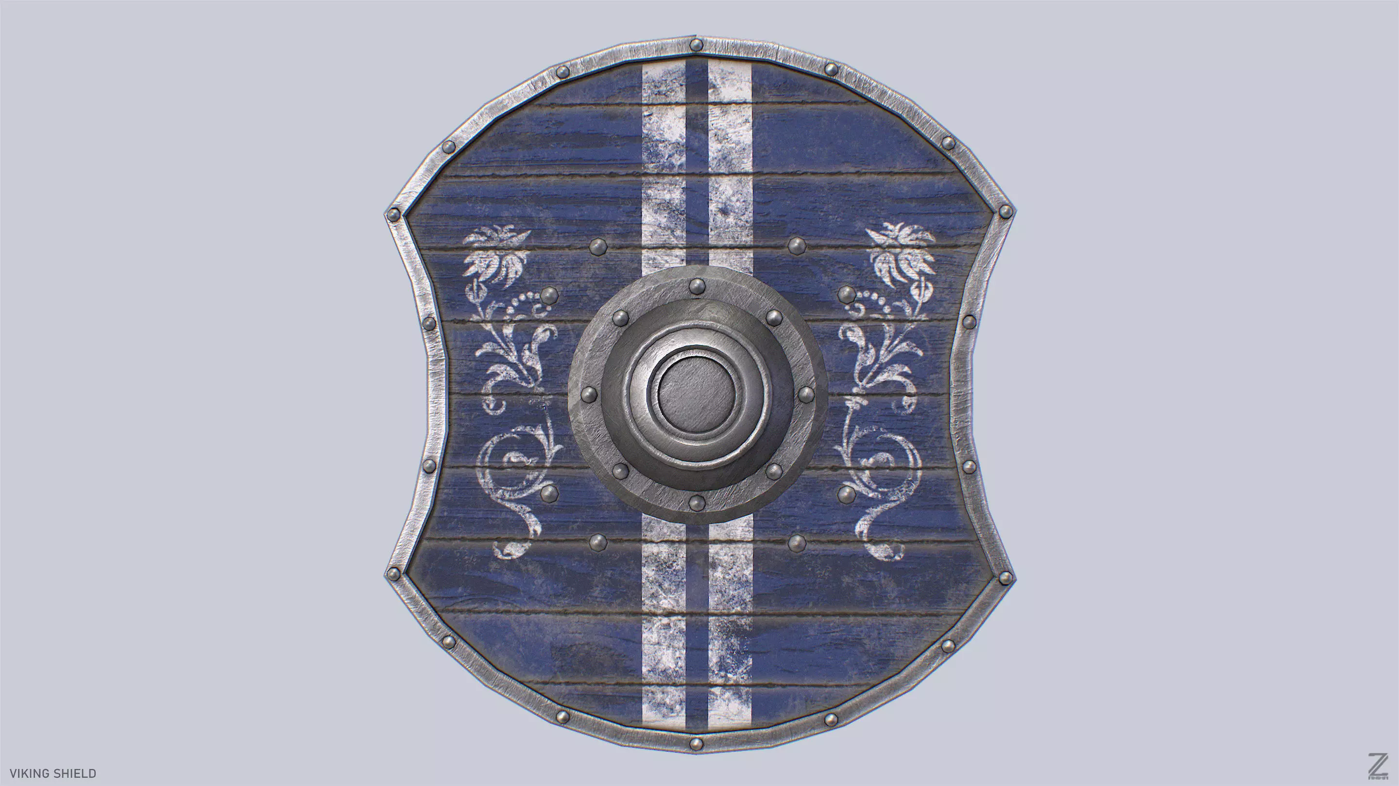 Viking shield Low-poly 3D model_0