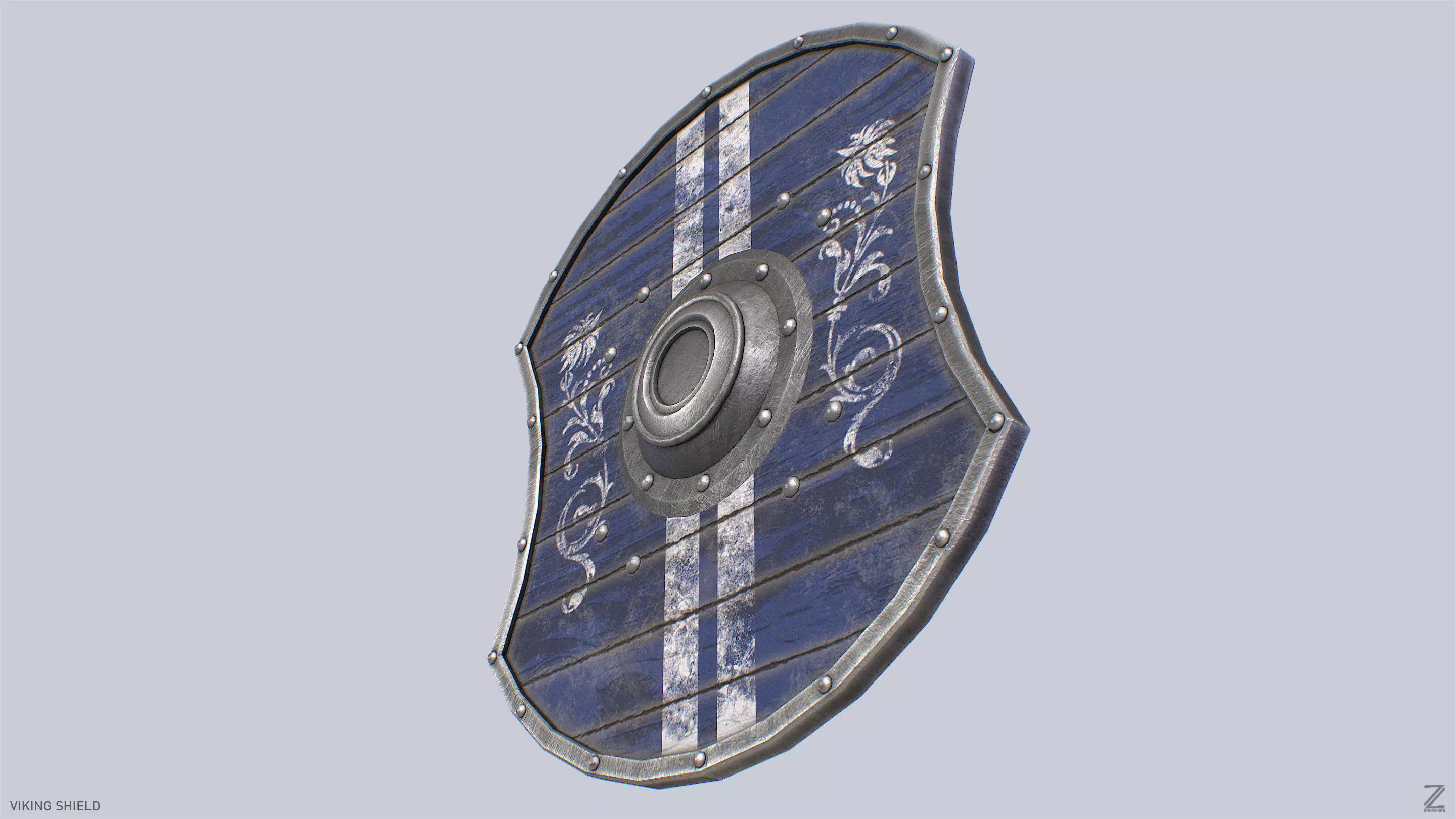 Viking shield Low-poly 3D model_8
