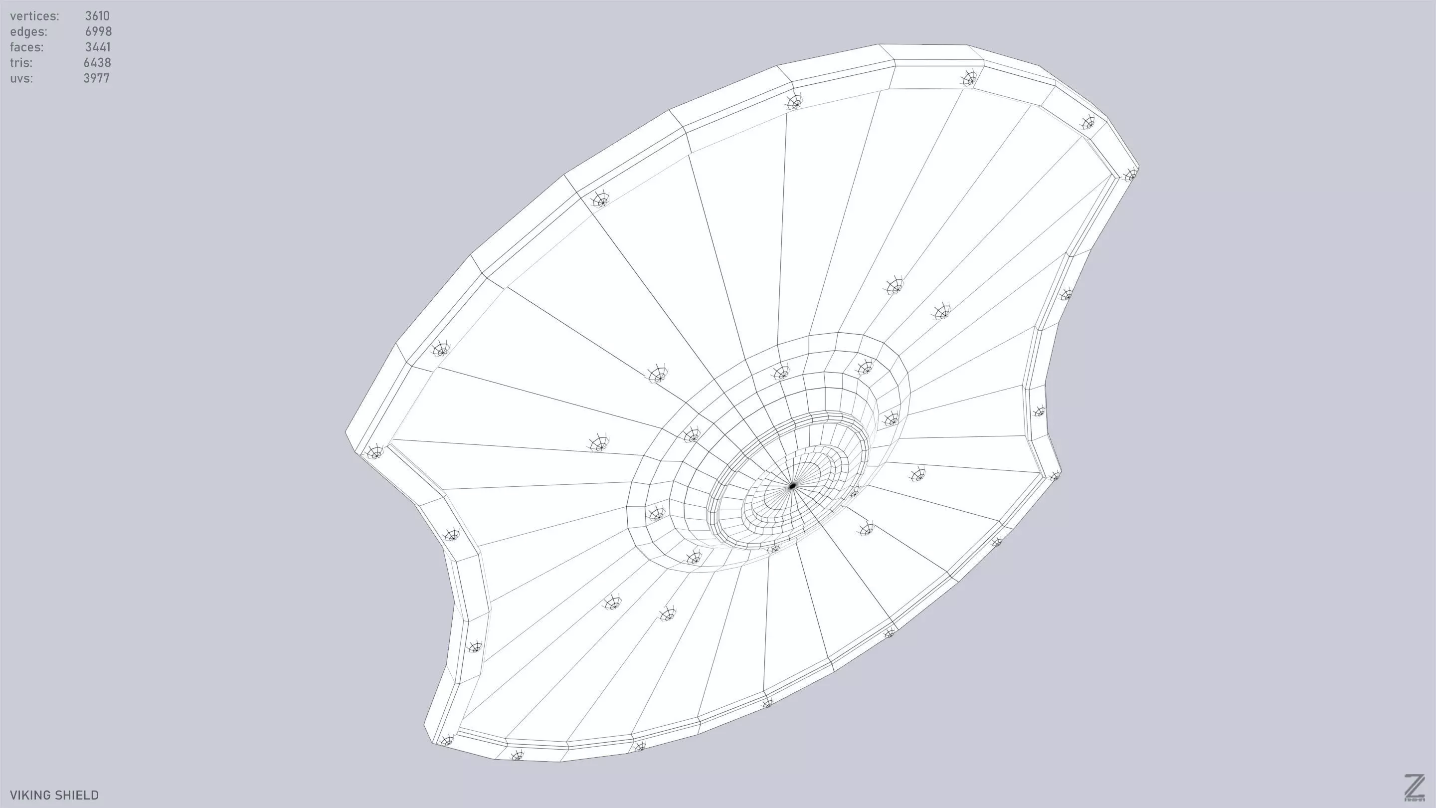 Viking shield Low-poly 3D model_14