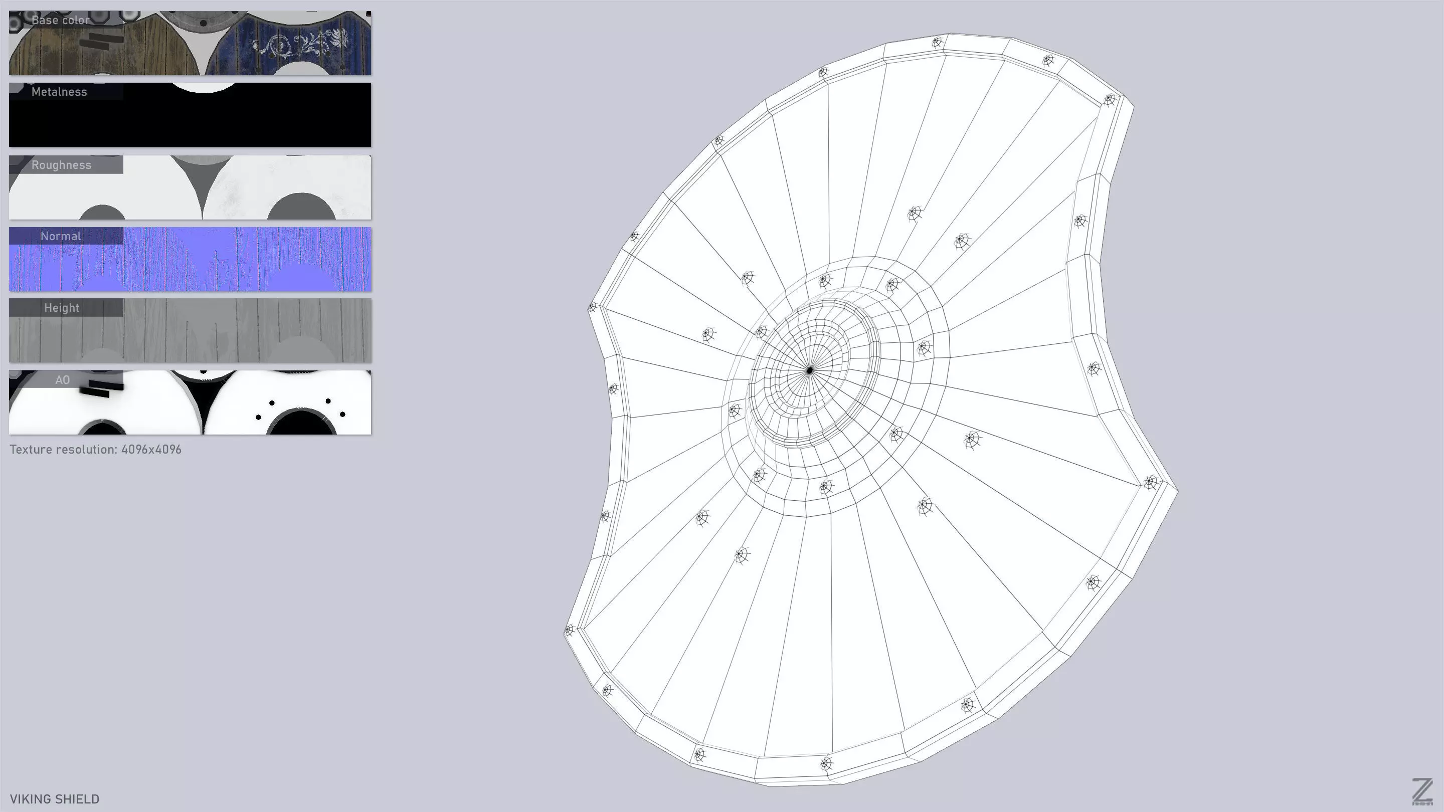 Viking shield Low-poly 3D model_4