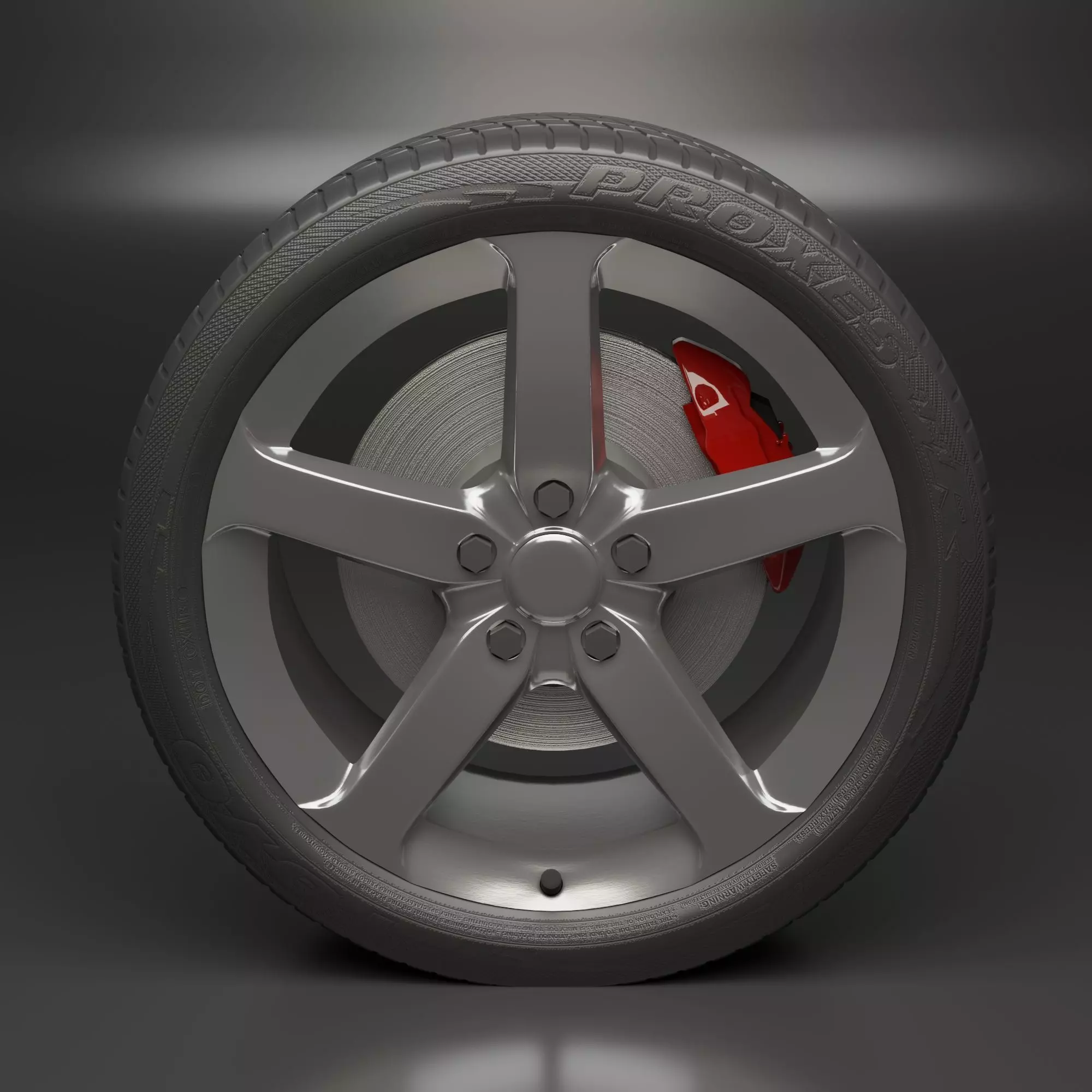 Five spoke standard car wheel Free 3D model