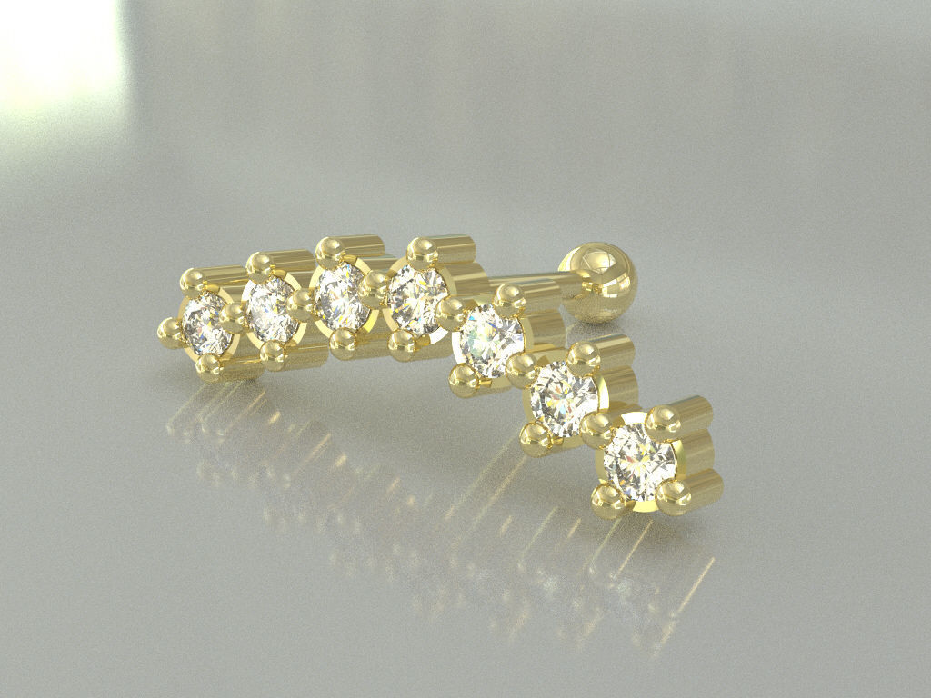 Piercing Cluster seven stone Pac 2 models Exclusive Helix Ear 3D print model_8