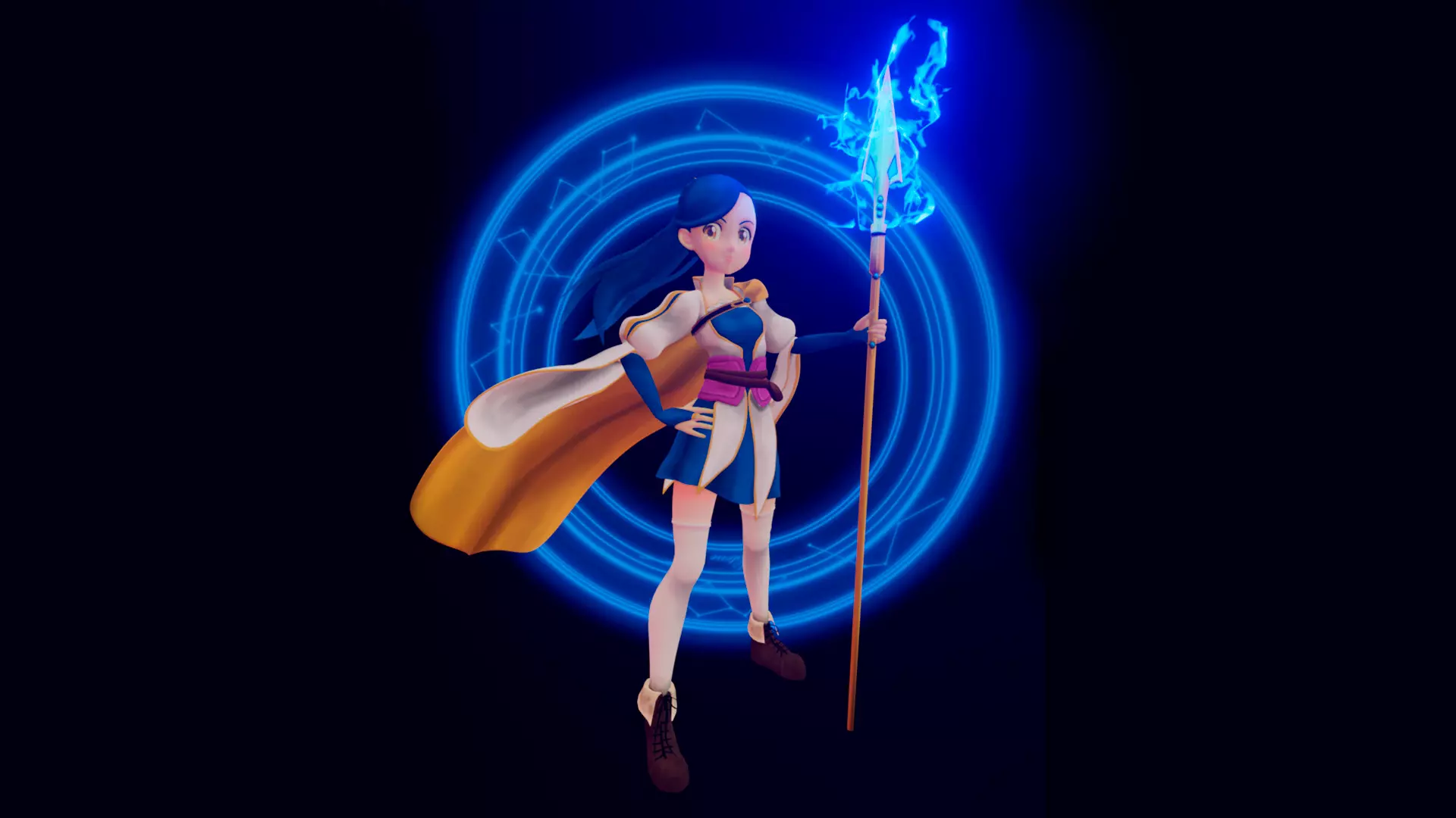 Fantasy girl anime style for games Vtuber or VRChat Low-poly 3D model