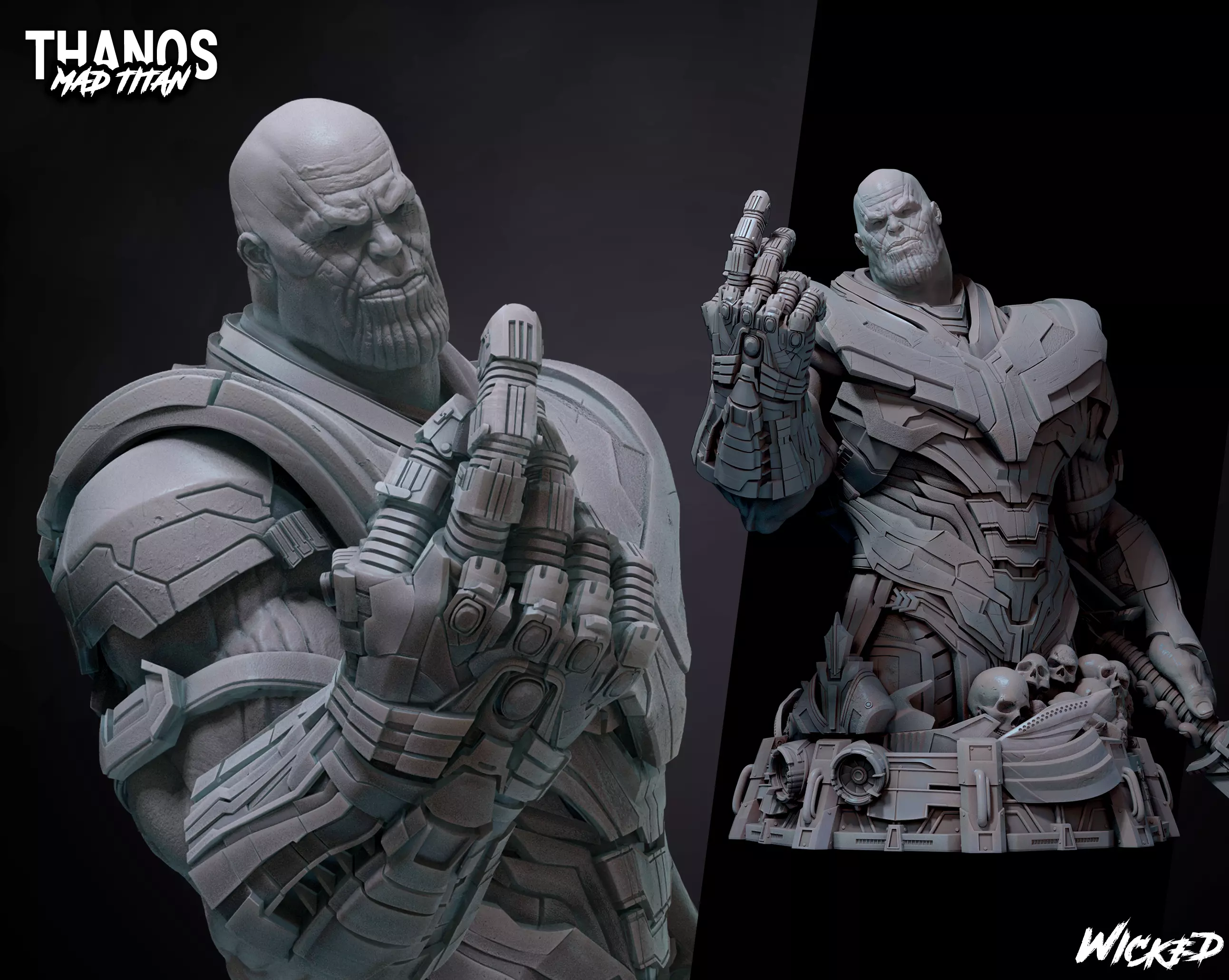 Wicked Marvel Thanos Bust Tested and ready for 3d printing 3D print model_0