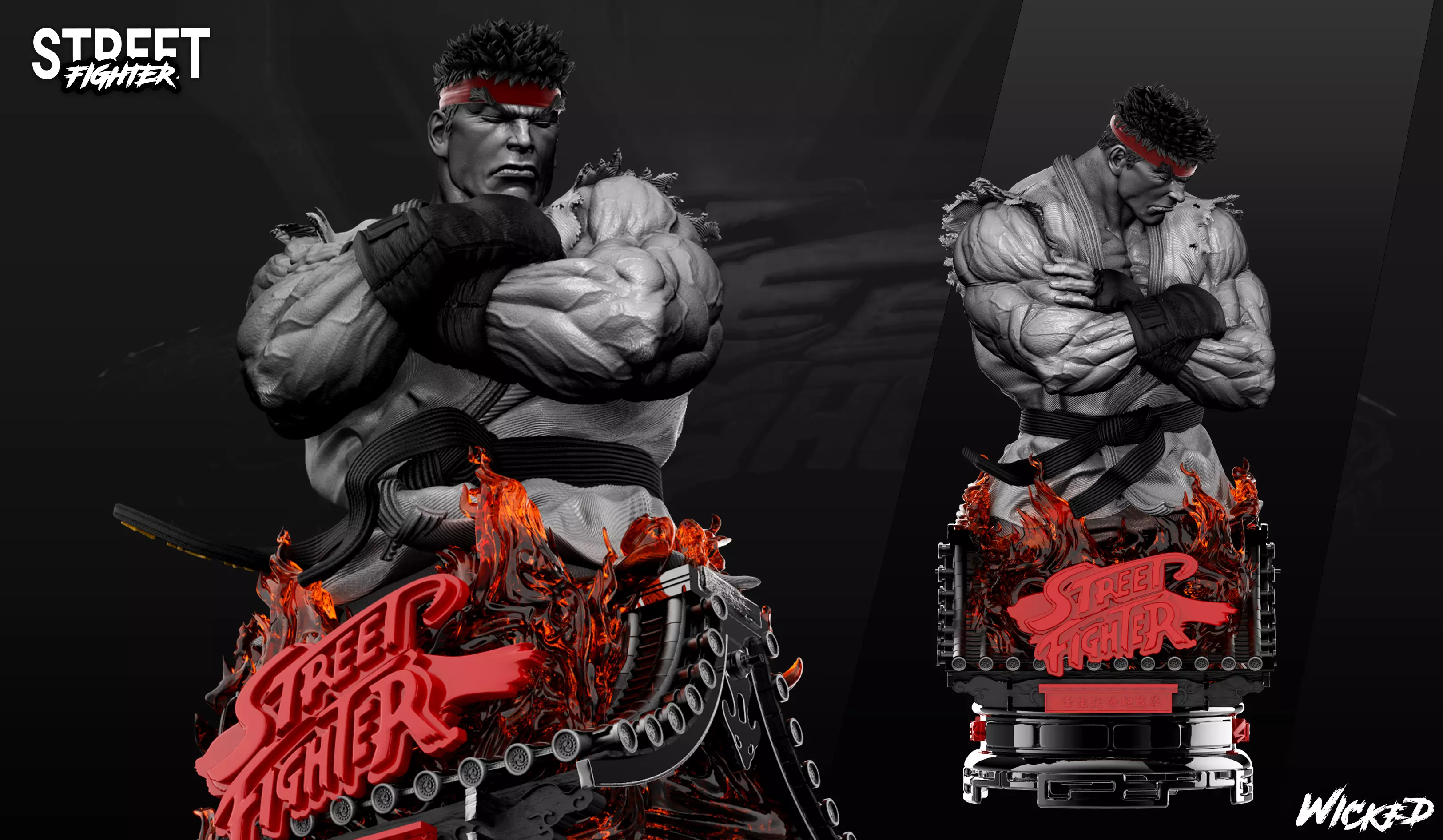 Wicked Video Game Ryu Bust ready for 3d printing Free 3D print model
