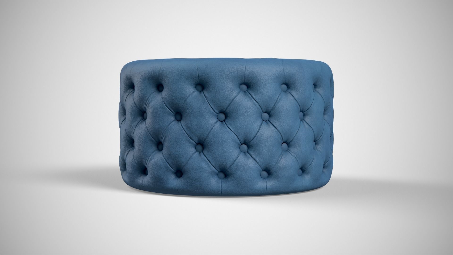 Crouchette Round Ottoman in Blue and Brown Low-poly 3D model_2
