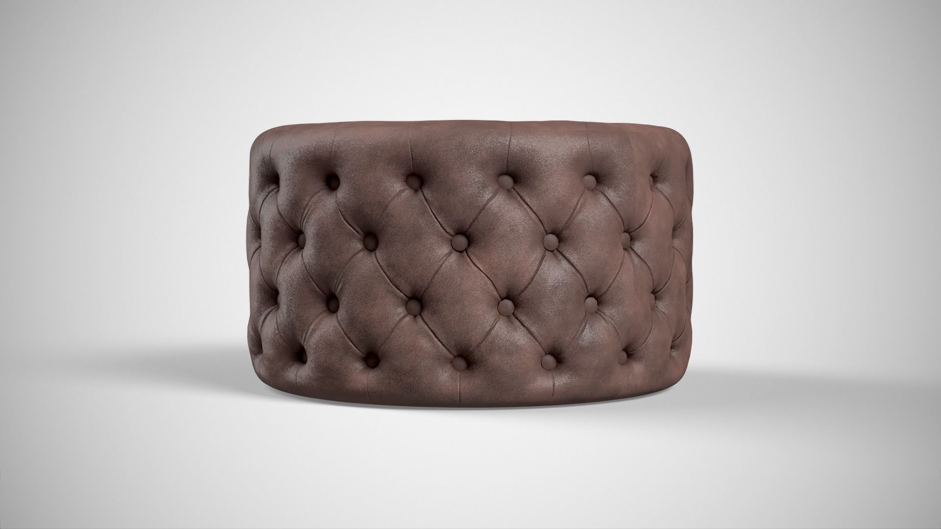 Crouchette Round Ottoman in Blue and Brown Low-poly 3D model_4