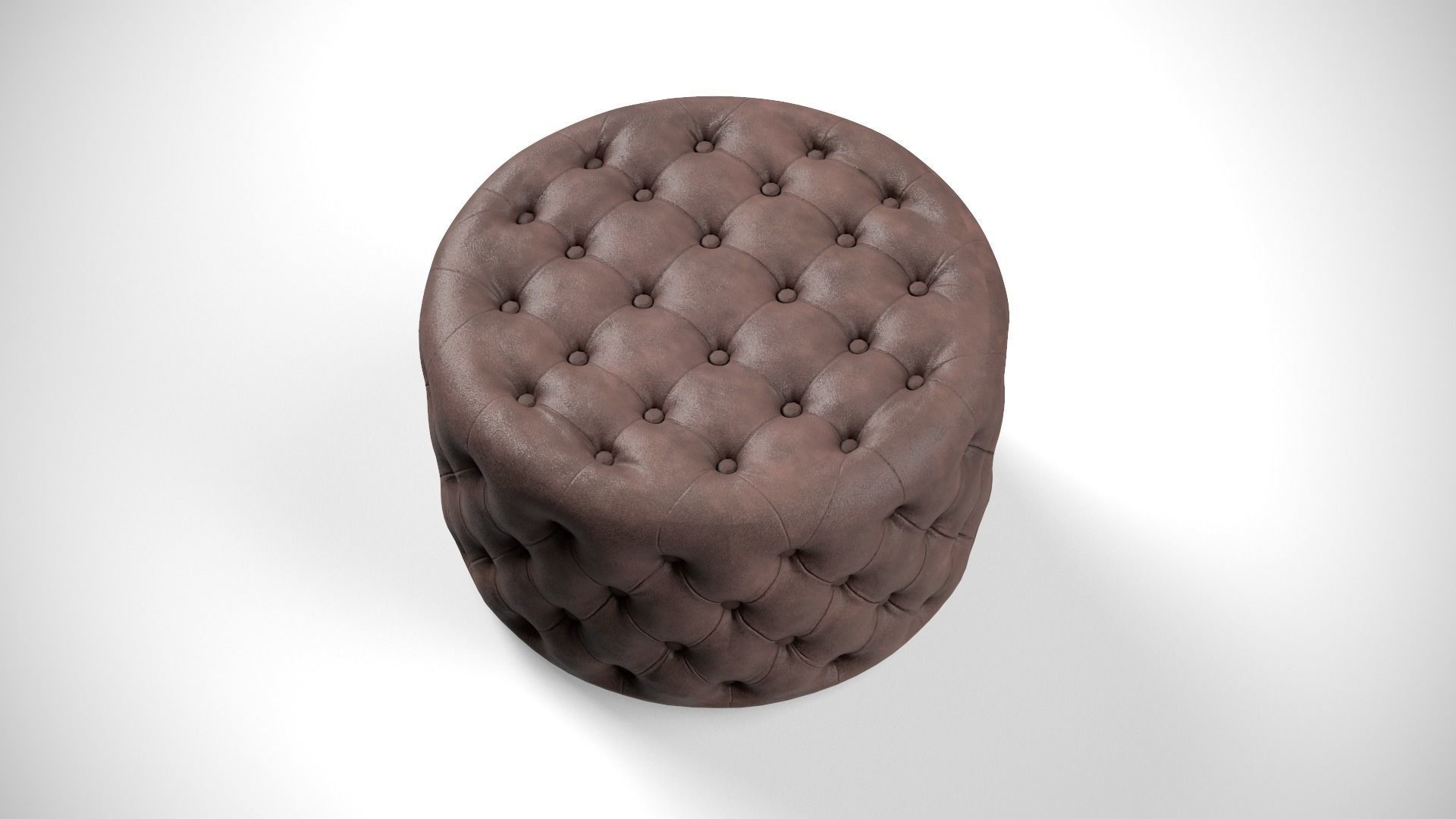 Crouchette Round Ottoman in Blue and Brown Low-poly 3D model_6