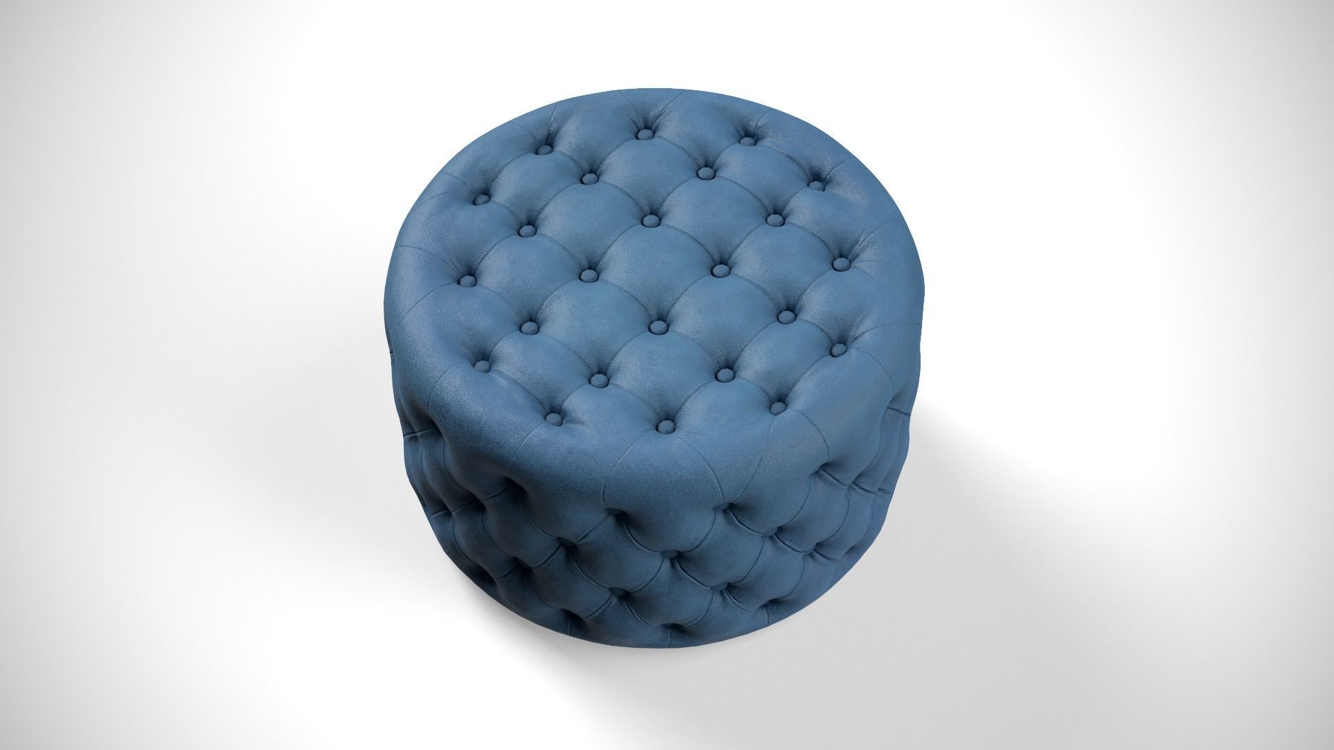 Crouchette Round Ottoman in Blue and Brown Low-poly 3D model_5