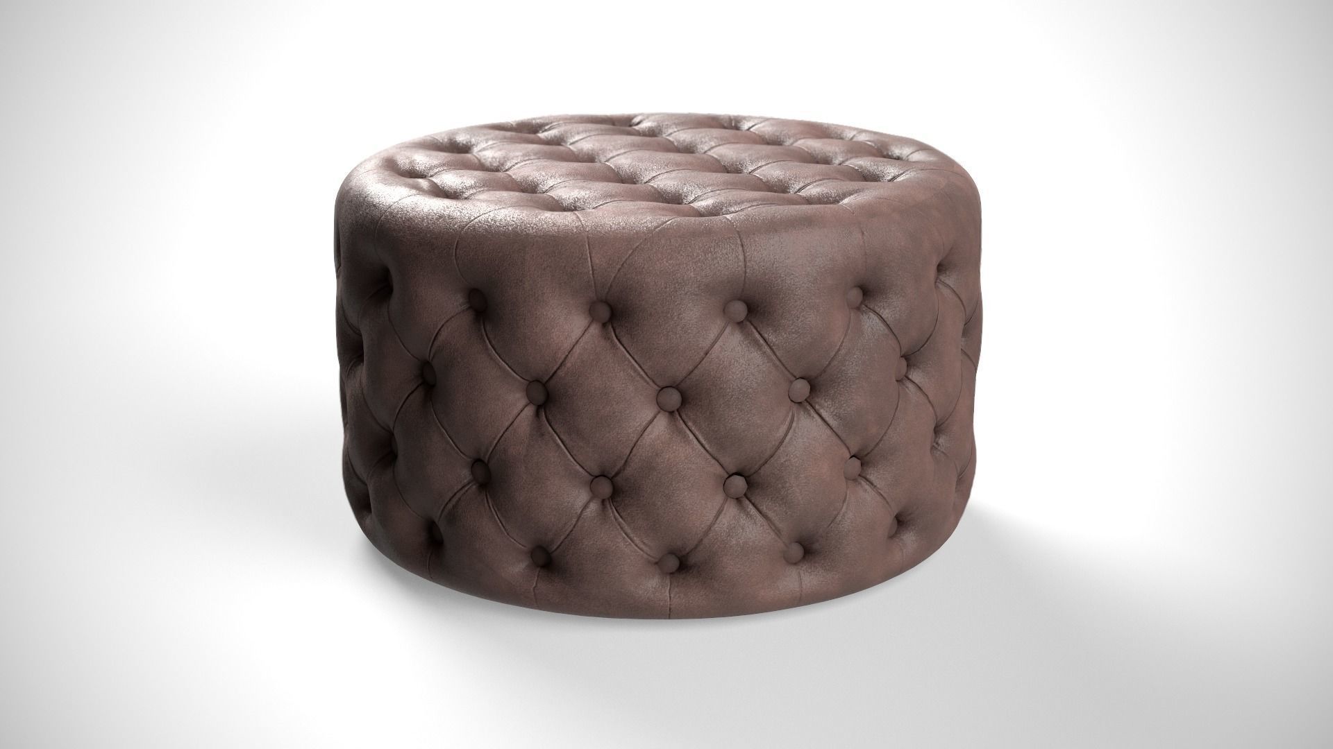 Crouchette Round Ottoman in Blue and Brown Low-poly 3D model_3