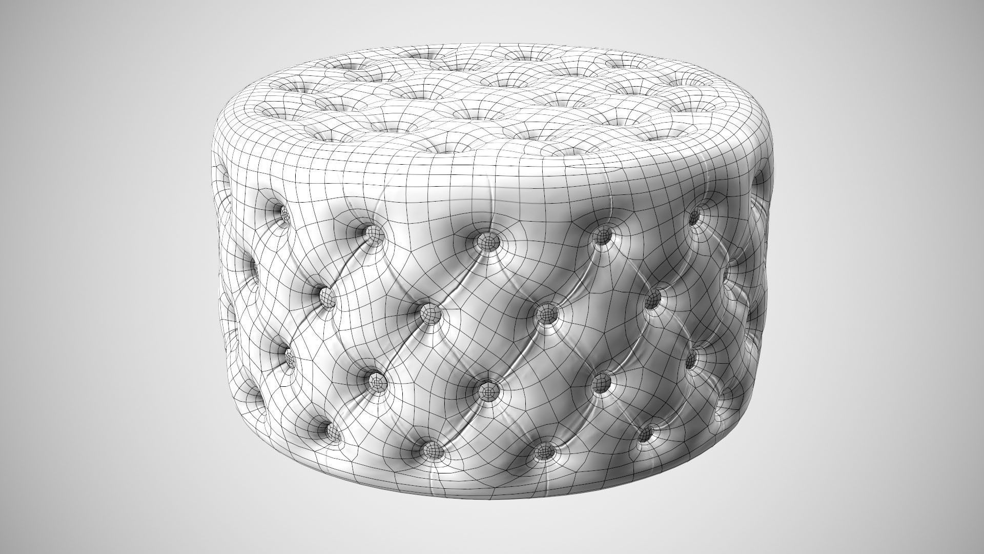 Crouchette Round Ottoman in Blue and Brown Low-poly 3D model_10