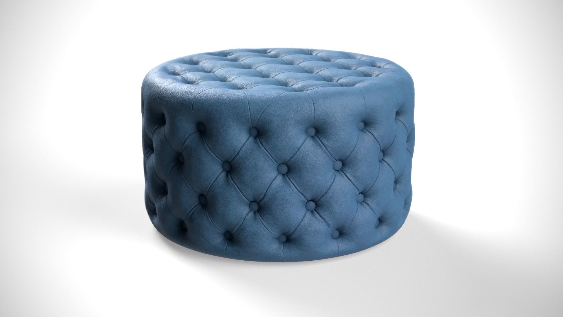Crouchette Round Ottoman in Blue and Brown Low-poly 3D model_1