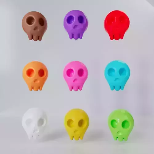 6 colored 3d cartoon skull model
