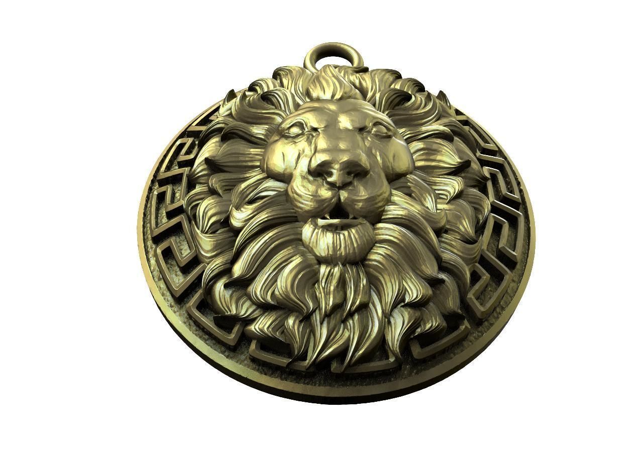 Lion head pendant  3D print model_3