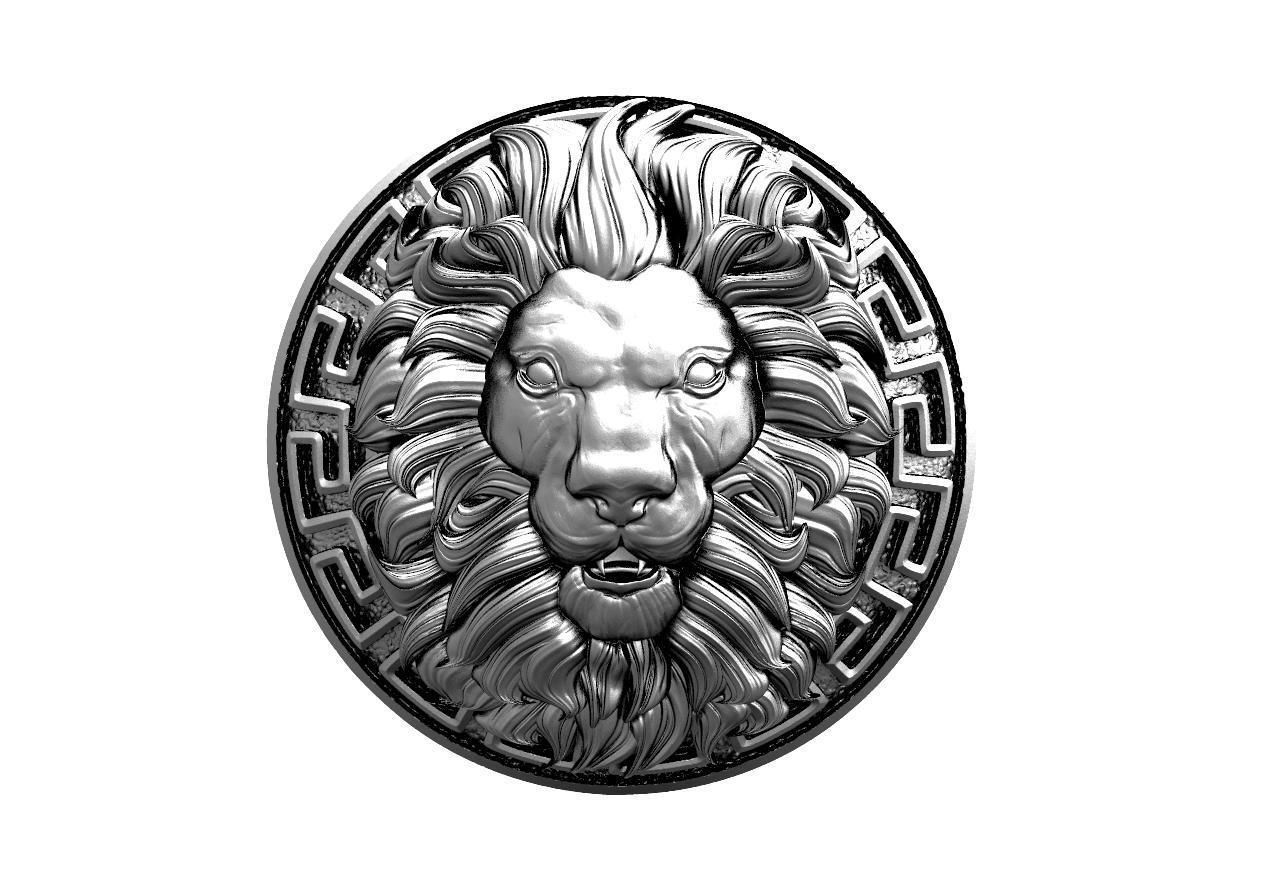 Lion head pendant  3D print model_4