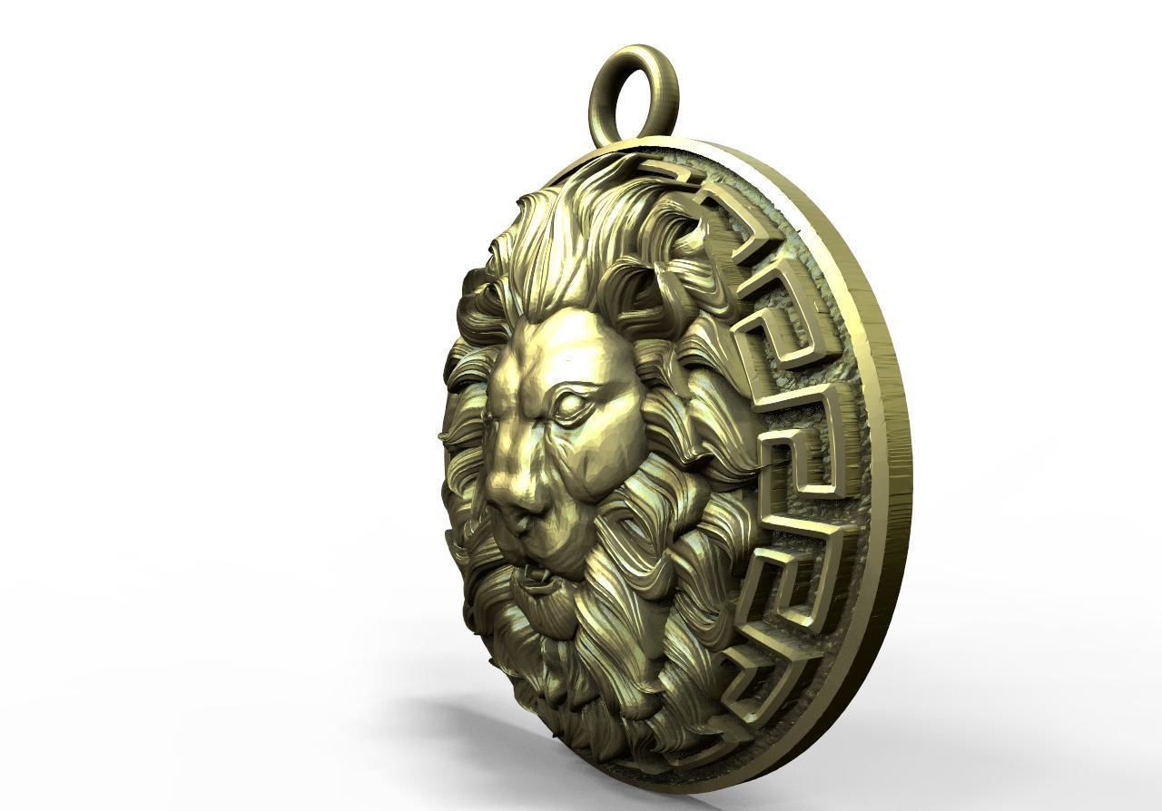Lion head pendant  3D print model_1
