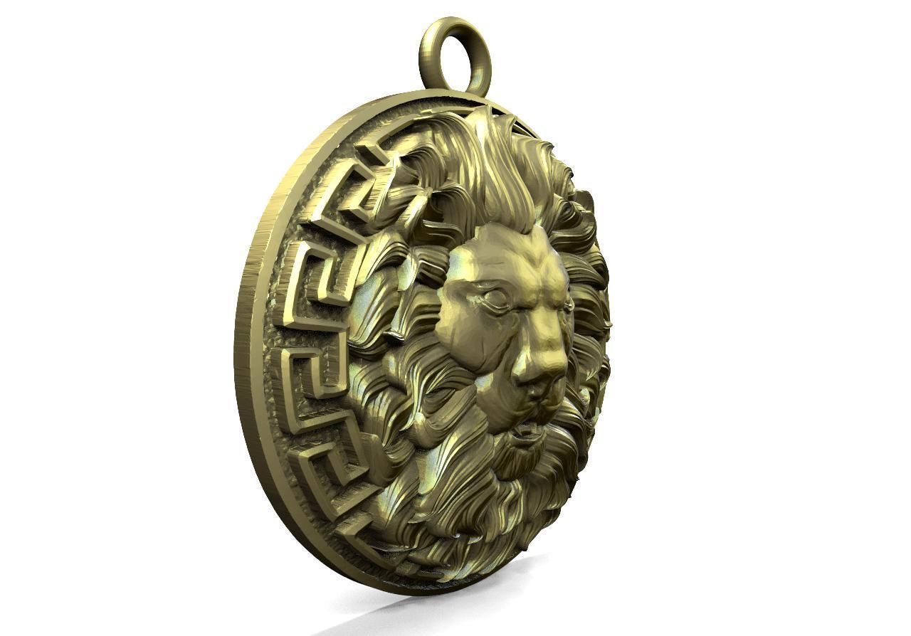 Lion head pendant  3D print model_2