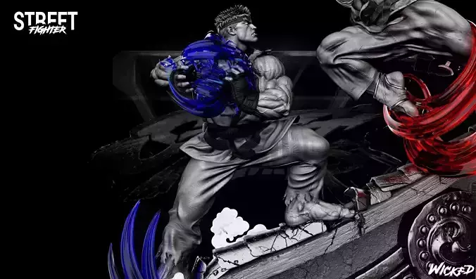 Wicked Video Game Ryu Sculpture ready for 3d printing