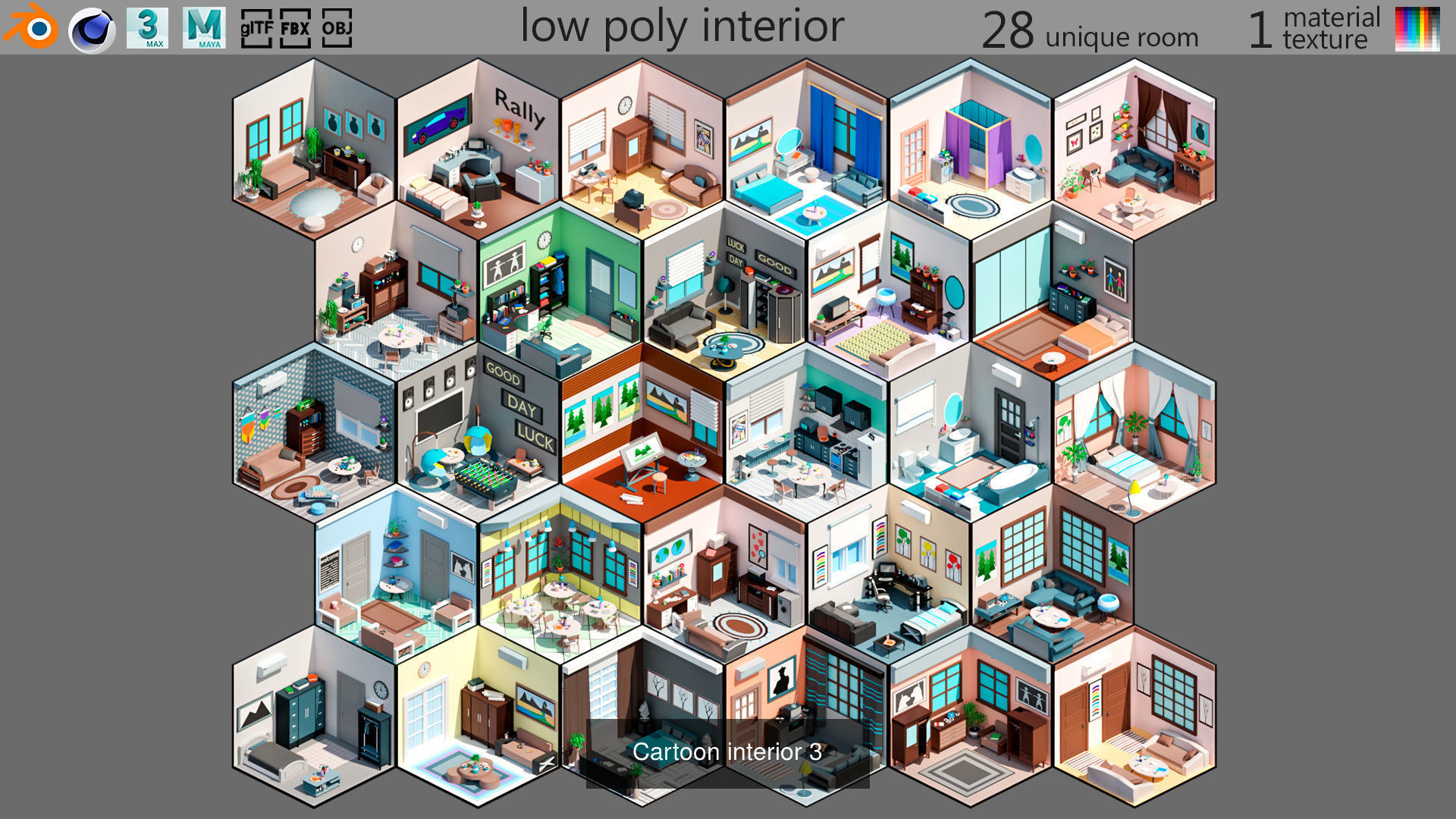 Cartoon interior 3D Model Collection_1