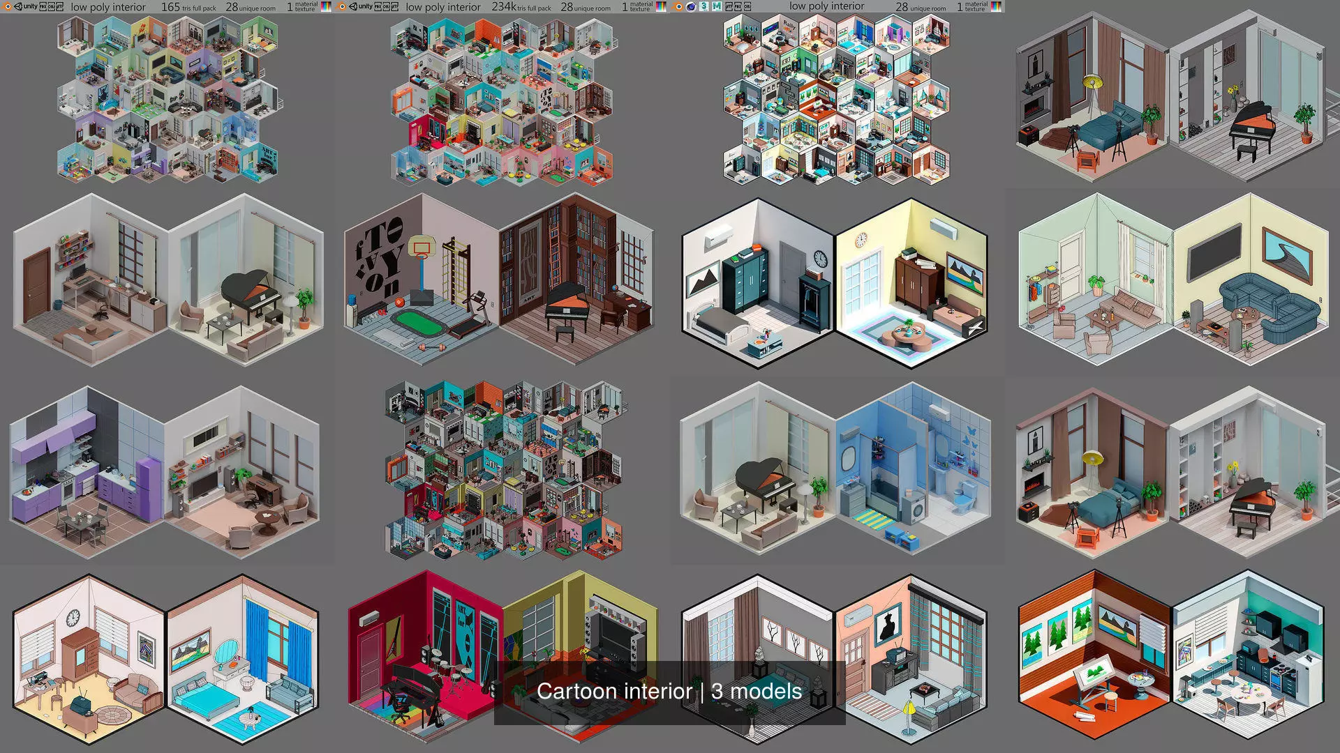 Cartoon interior 3D Model Collection_0