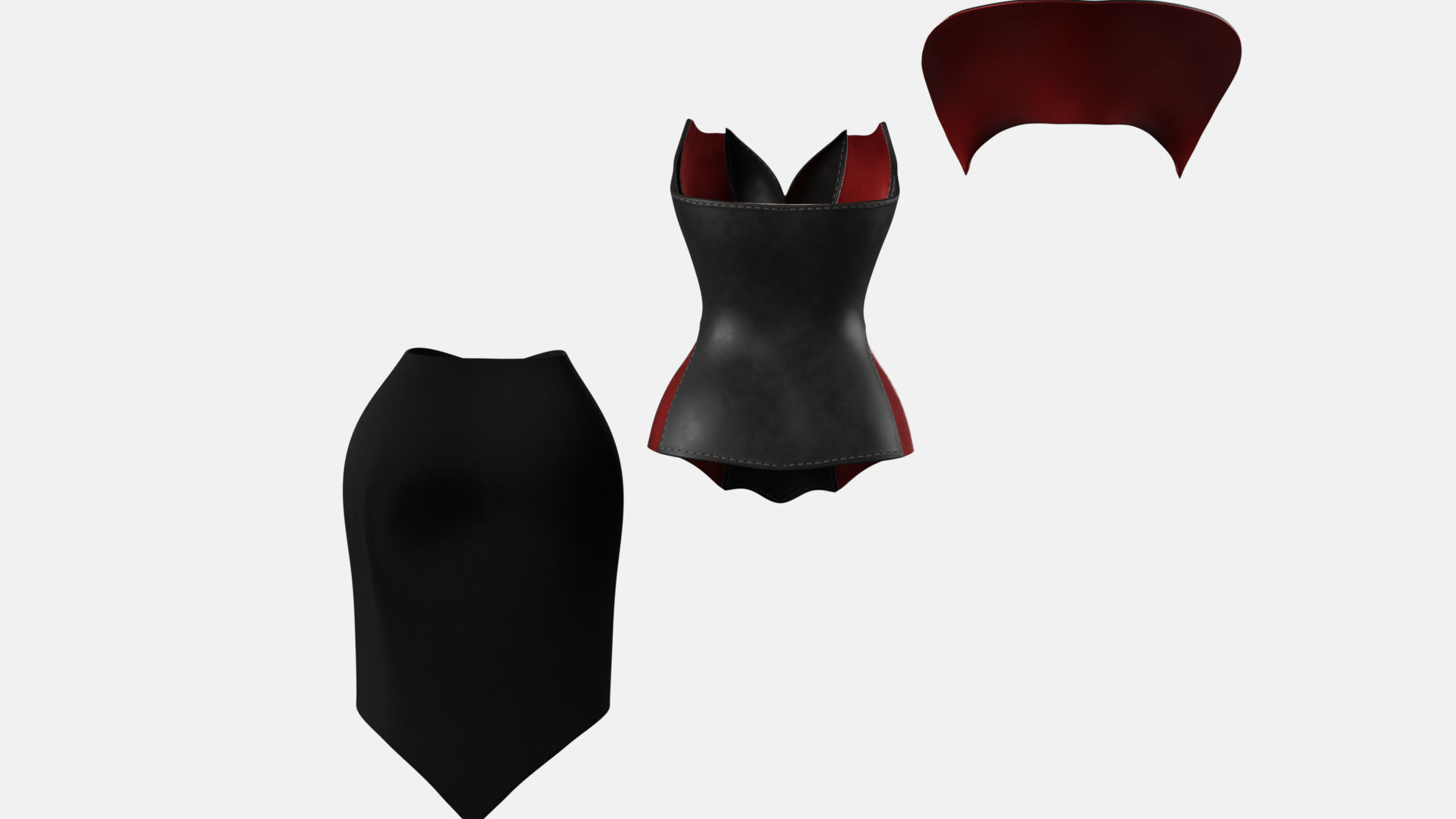Female Dress Low-poly 3D model_9