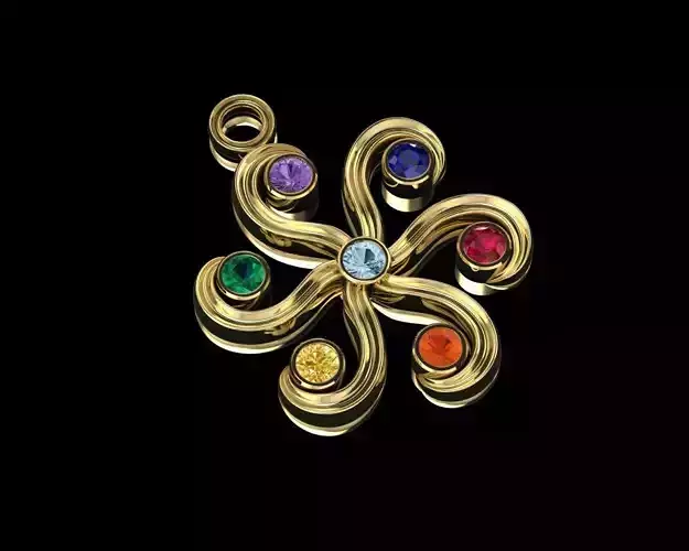 pendant with stones of the colors of the seven chakras