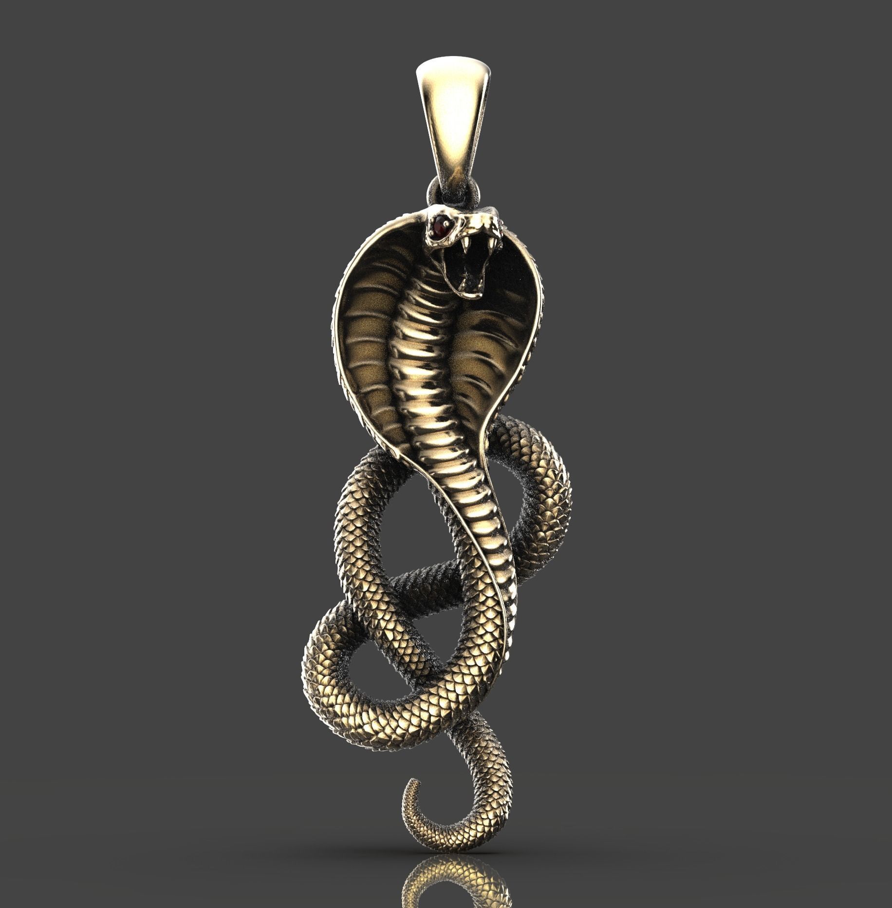 cobra snake pendant 3D print model_3