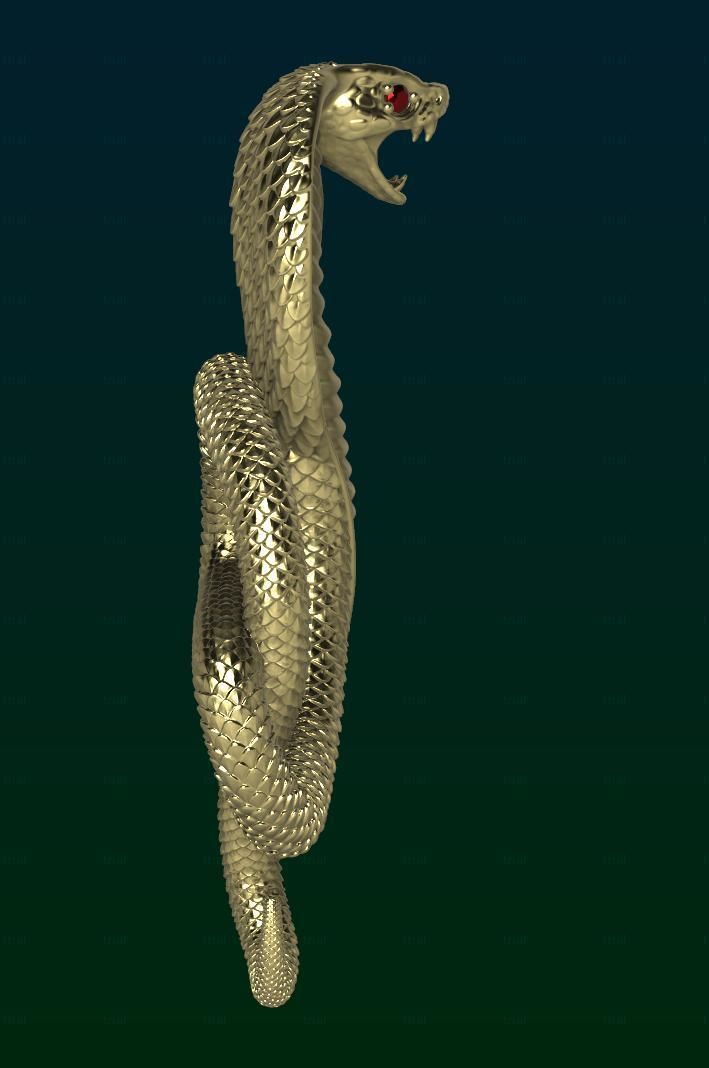 cobra snake pendant 3D print model_6